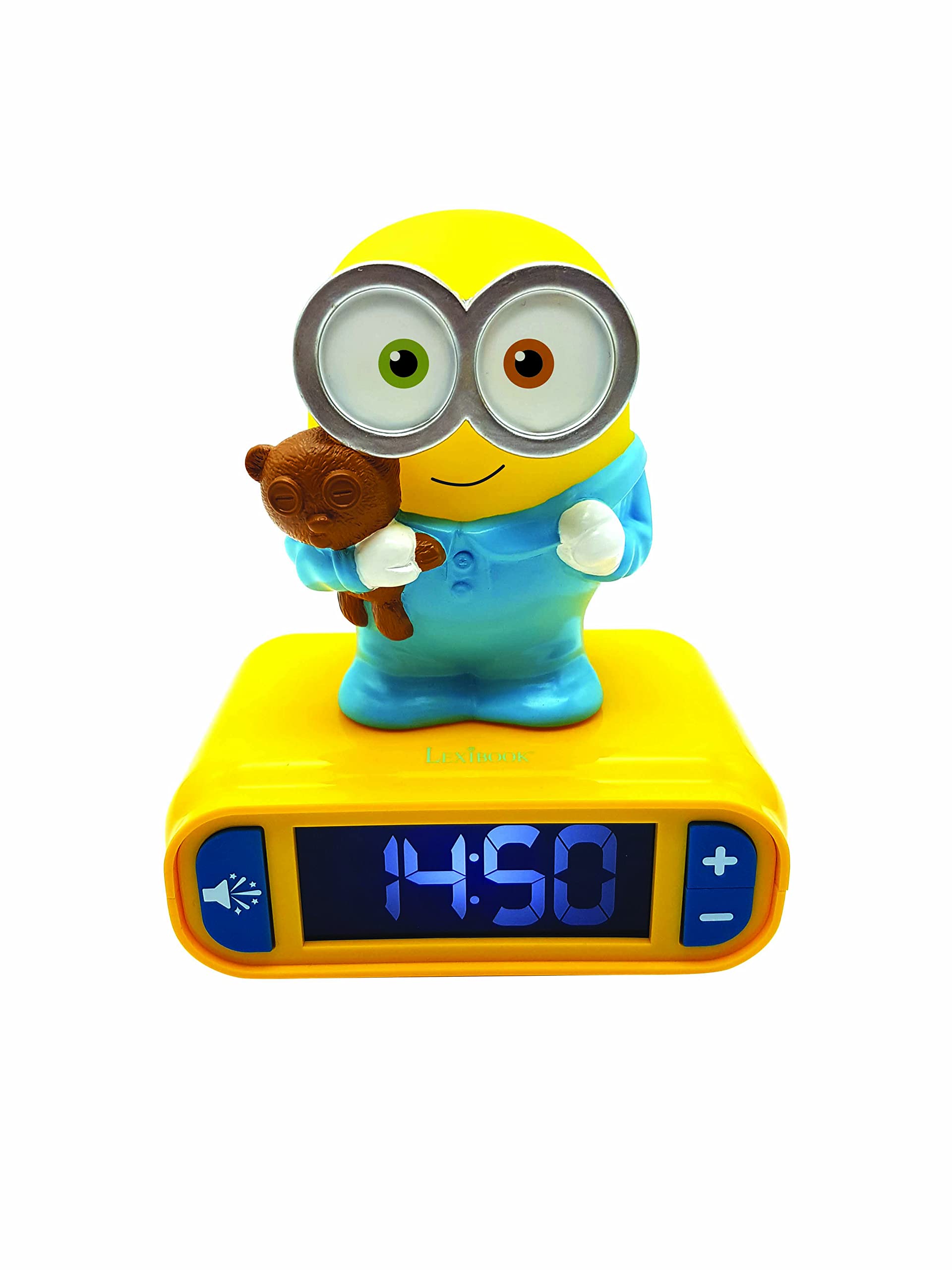 LEXIBOOK Minions Digital Alarm Clock with Night Light - Bob Light-Up Feature, Snooze & Sound Effects