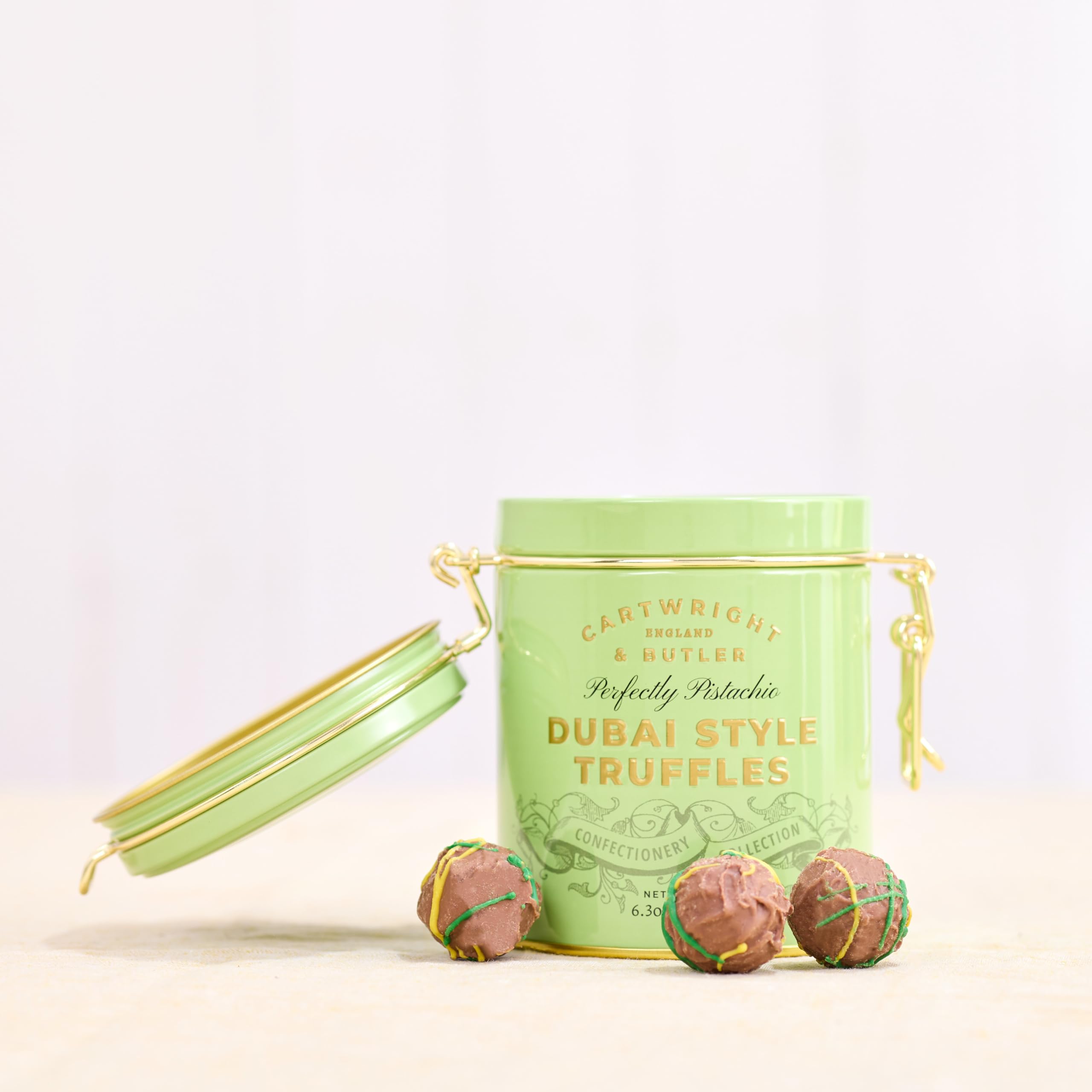 Cartwright & Butler Pistachio Dubai Style Chocolate Truffles - Limited Edition Gourmet Gift Tin