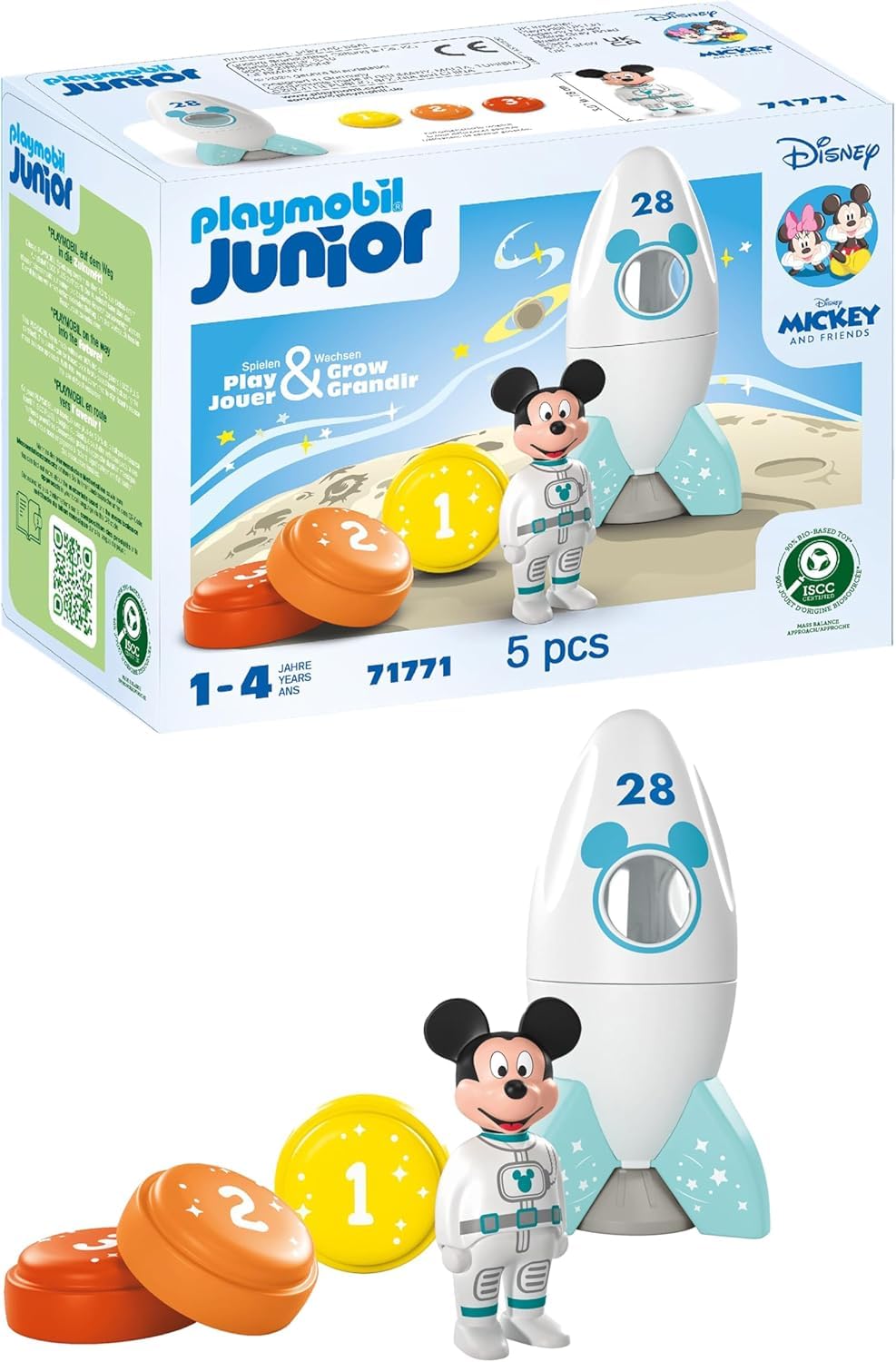 Playmobil JUNIOR Disney Mickey Mouse Rocket & Space Adventure Playset - Educational Stacking Toy for Toddlers