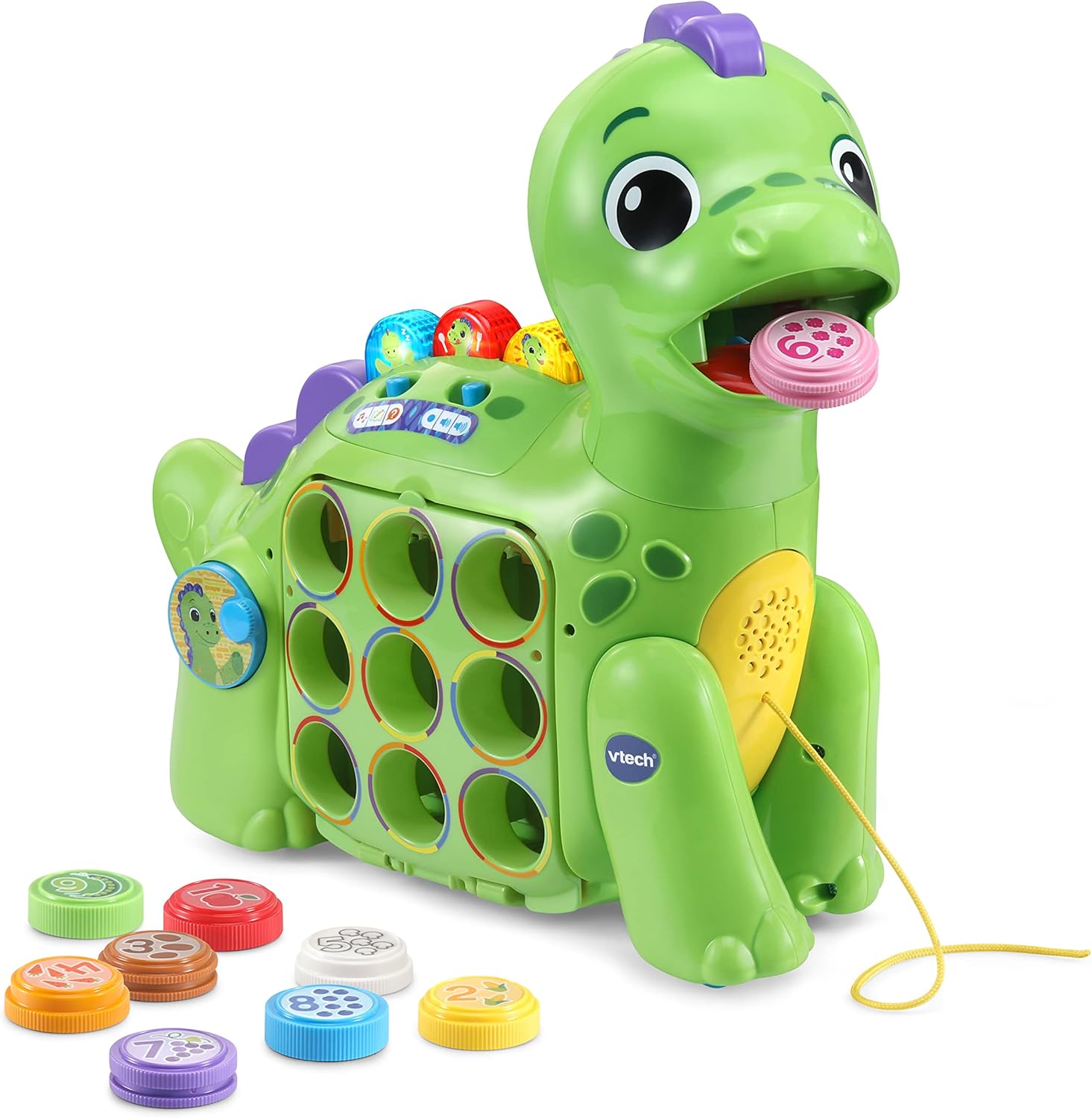 VTech Chomp-along Dino - Educational Musical Toddler Toy for Learning Numbers, Colours & Emotions
