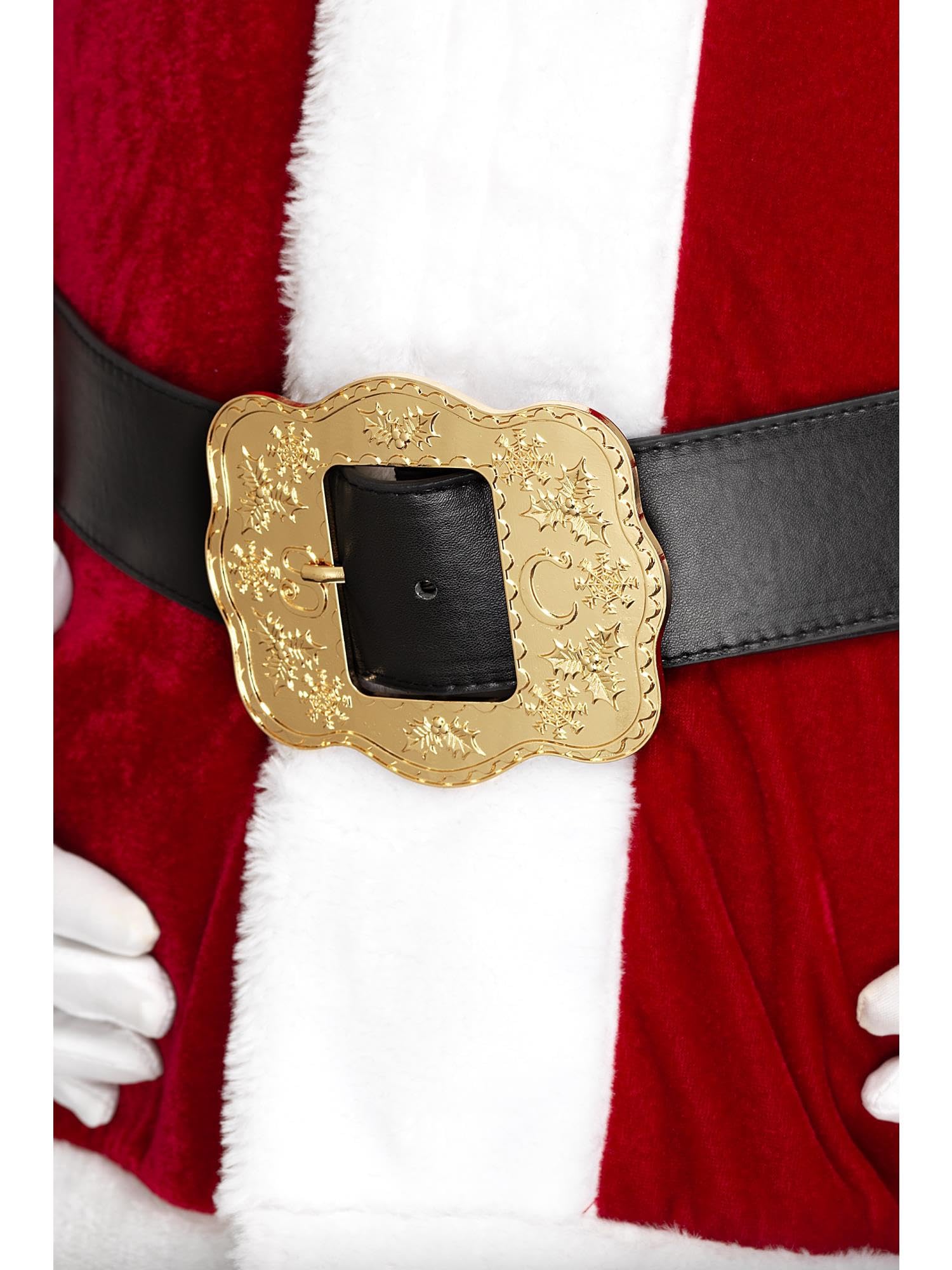 Smiffys Deluxe Santa Belt - Black with Ornate Buckle, 130cm Christmas Fancy Dress Accessory