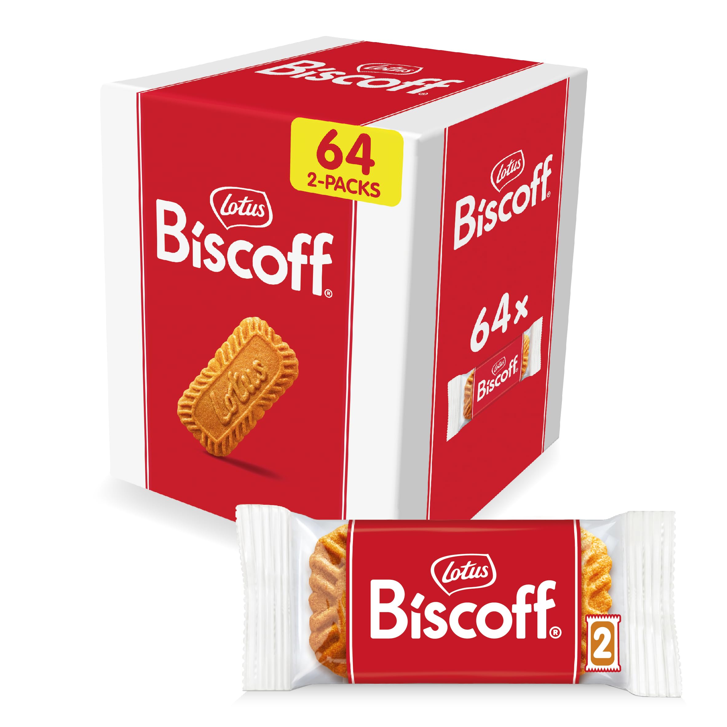Biscoff - Caramelised Biscuit 64 Individually Wrapped 2-Packs (128 Biscuits)