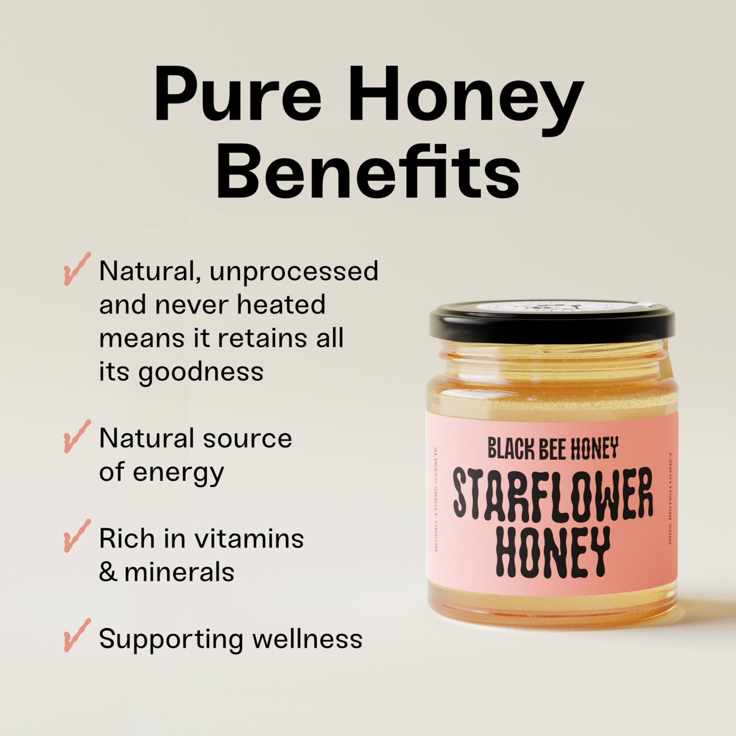 Black Bee Honey - Starflower Honey Pure British Borage Light Sweet and Floral