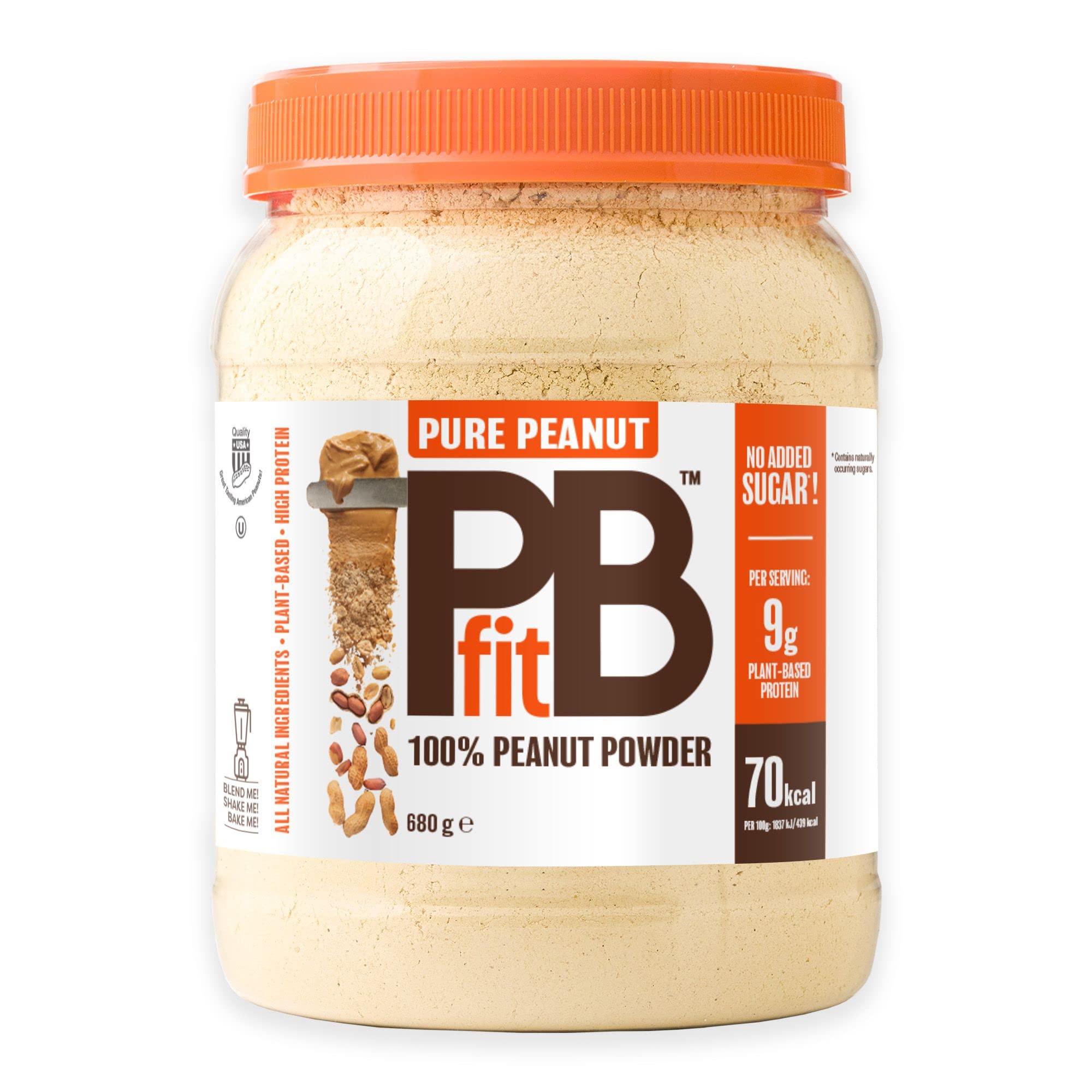PBfit Pure Peanut Powder - No Added Sugar, 9g Plant Based Protein, 82% Less Fat