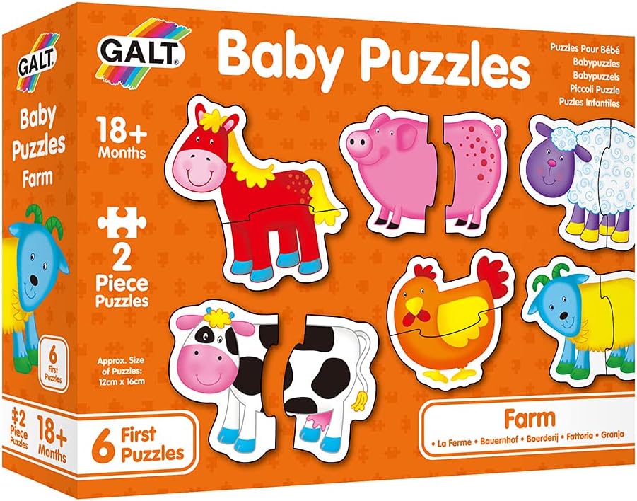 Galt Baby Puzzles - Farm Animal 2-Piece Jigsaw Set for Toddlers 18 Months+
