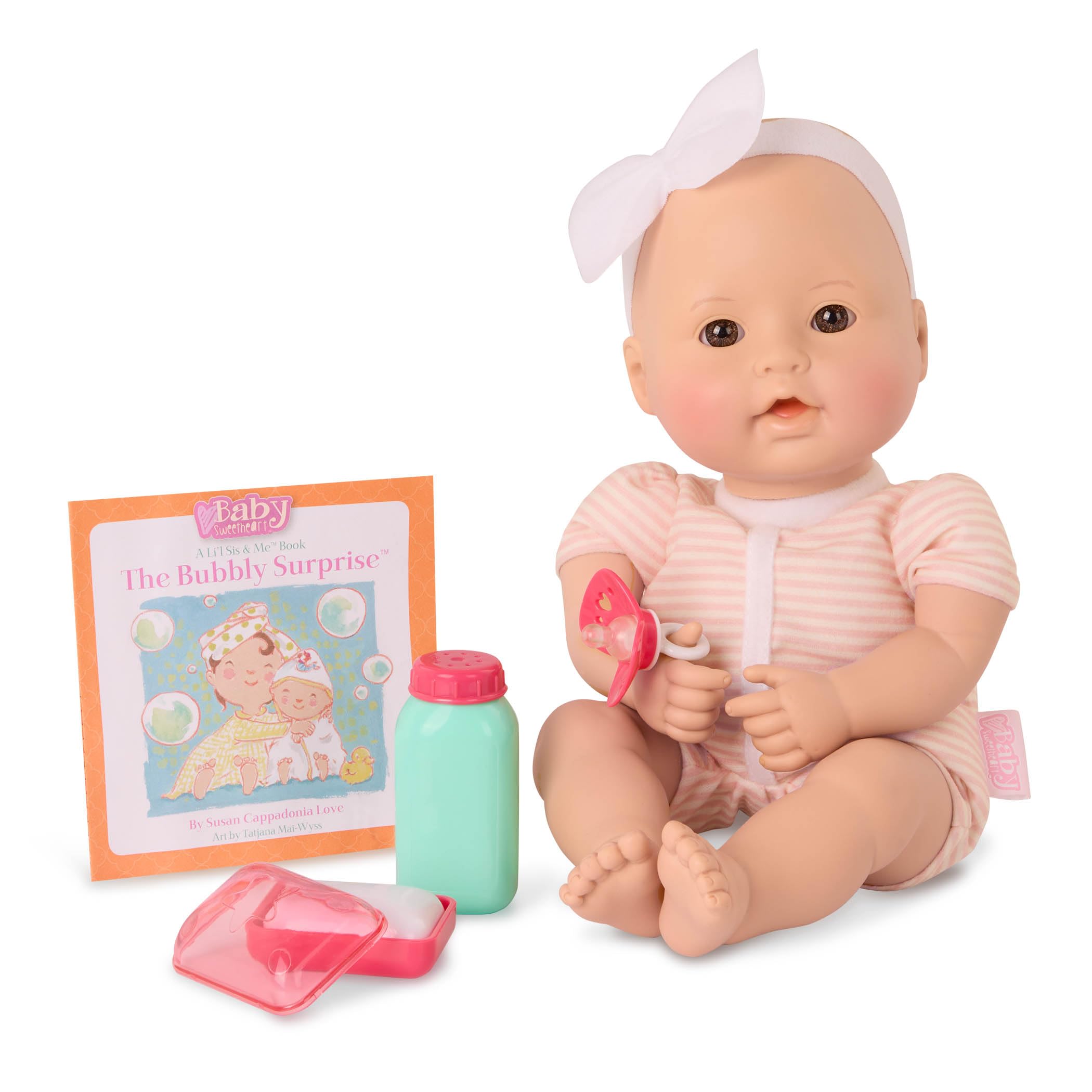 Baby Sweetheart Bath Time Doll - 12-Inch Soft Cuddle Doll with Bath Accessories for Toddlers