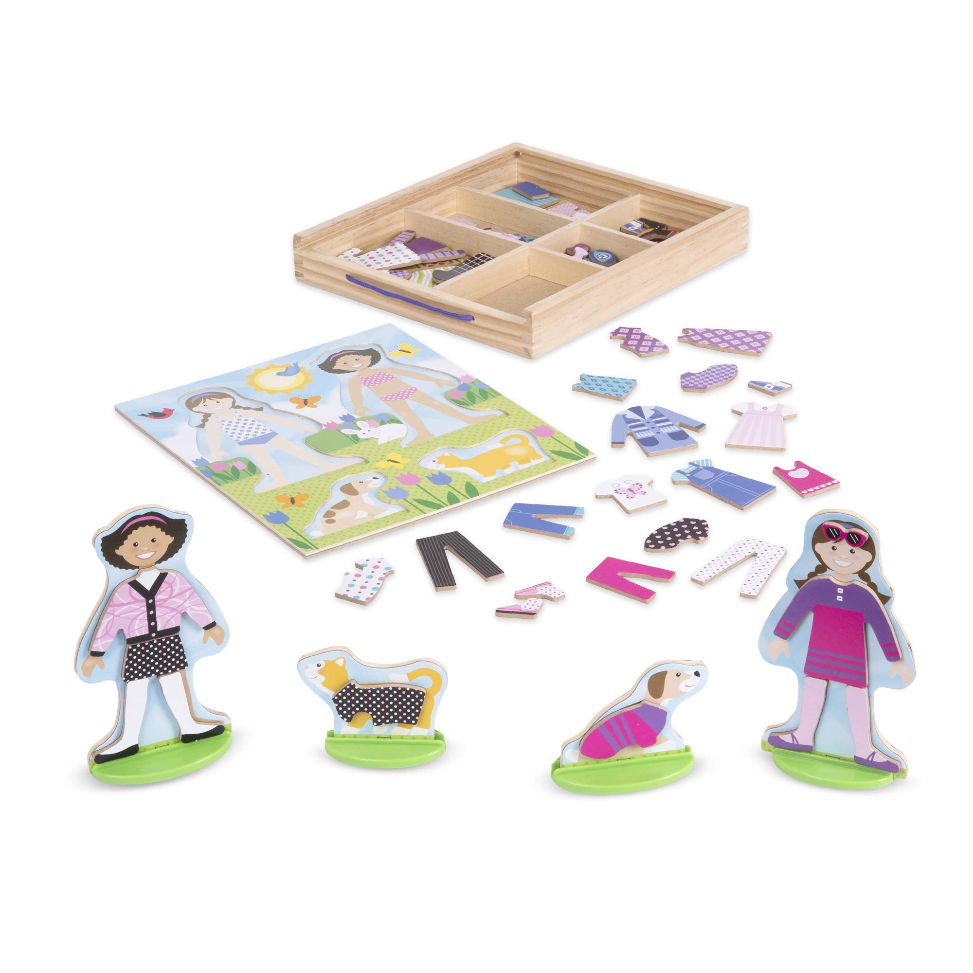 Melissa & Doug Best Friends Magnetic Dress-Up Doll Set - 78-Piece Wooden Playset for Kids Age 3+