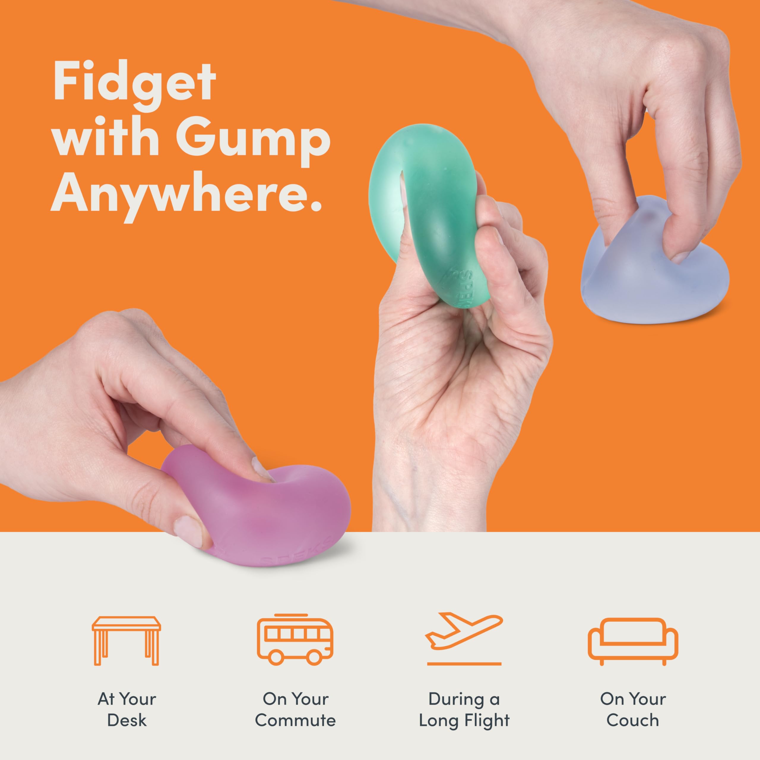 Speks Gump Stress Balls - Silky Soft Memory Gel Squishy Fidget Toy for Adults and Teens 14+ | Reef