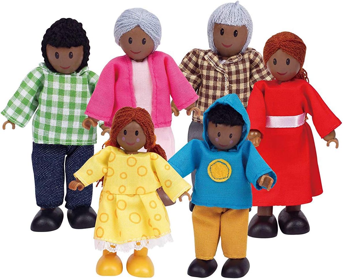 Hape E3501 Happy Family - African American Wooden Dolls House Playset for Kids 3+