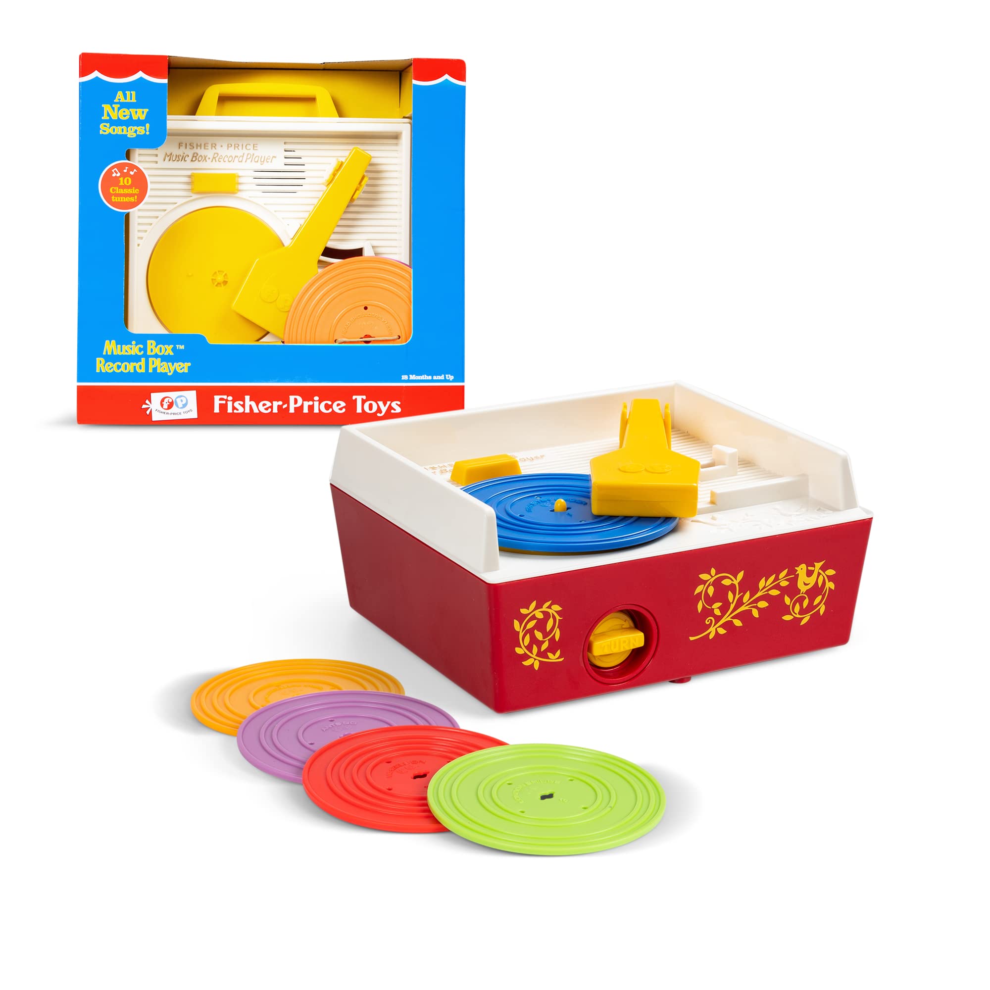 Fisher-Price Classics Music Box Record Player - Musical Toy for Toddlers 18 Months+
