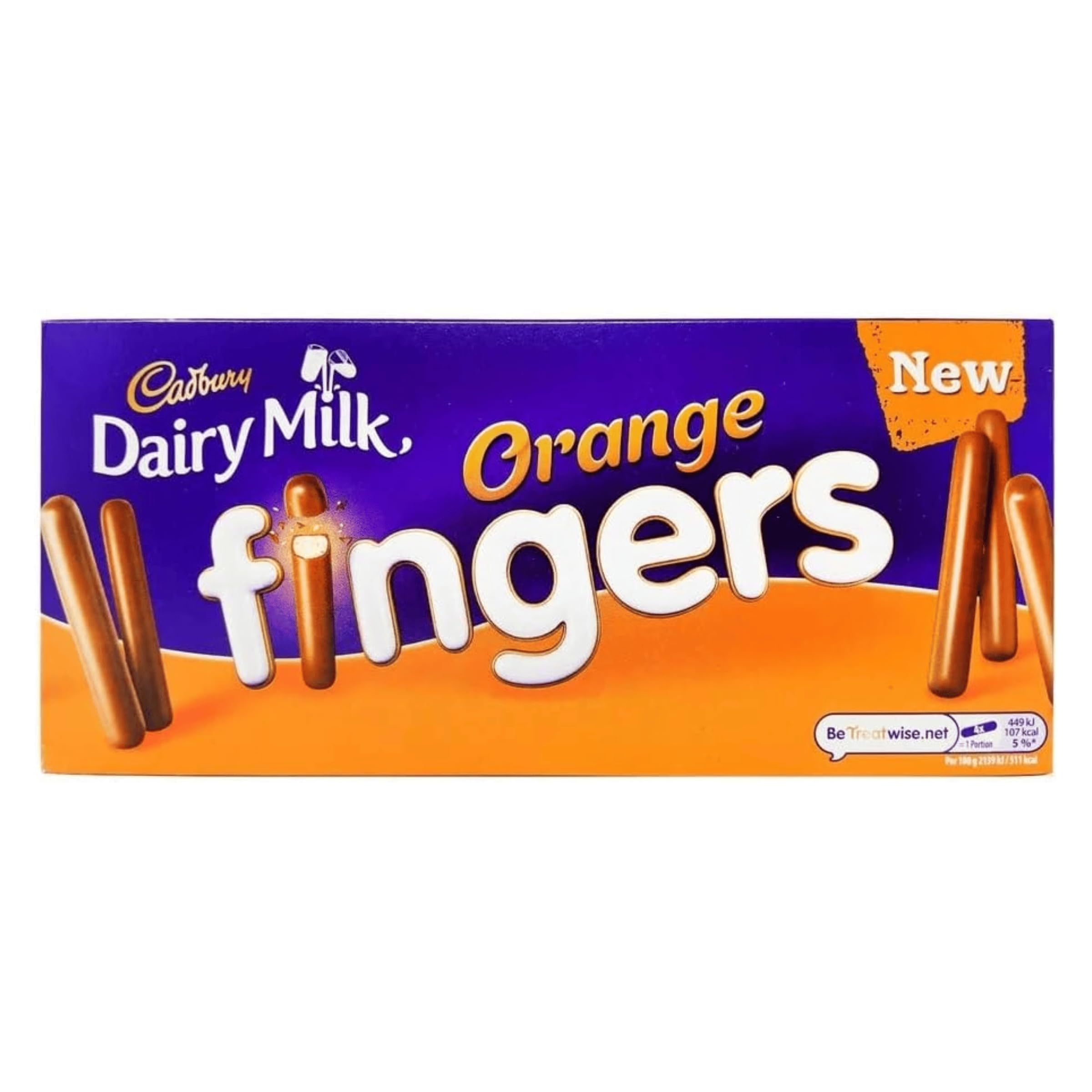 Cadbury Dairy Milk Orange Fingers, Crunchy Biscuits Coated in Orange Flavour Chocolate, 114g