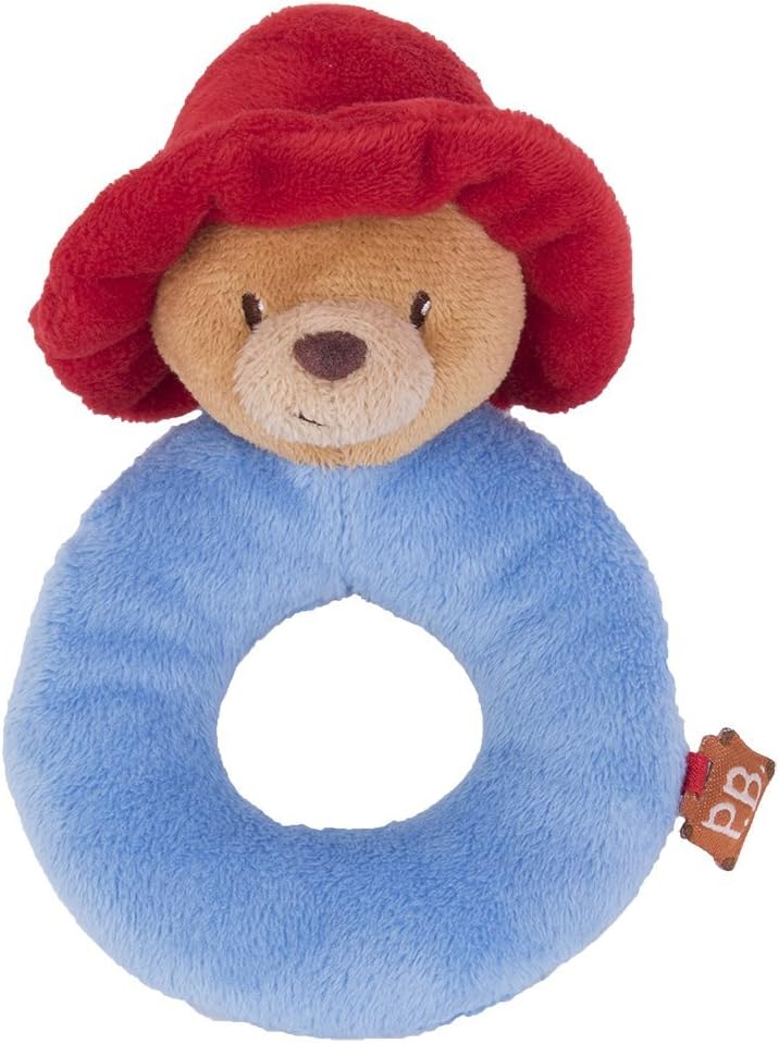 Rainbow Designs PA1356 Paddington Bear Baby Ring Rattle - Soft Plush Sensory Toy for Newborns
