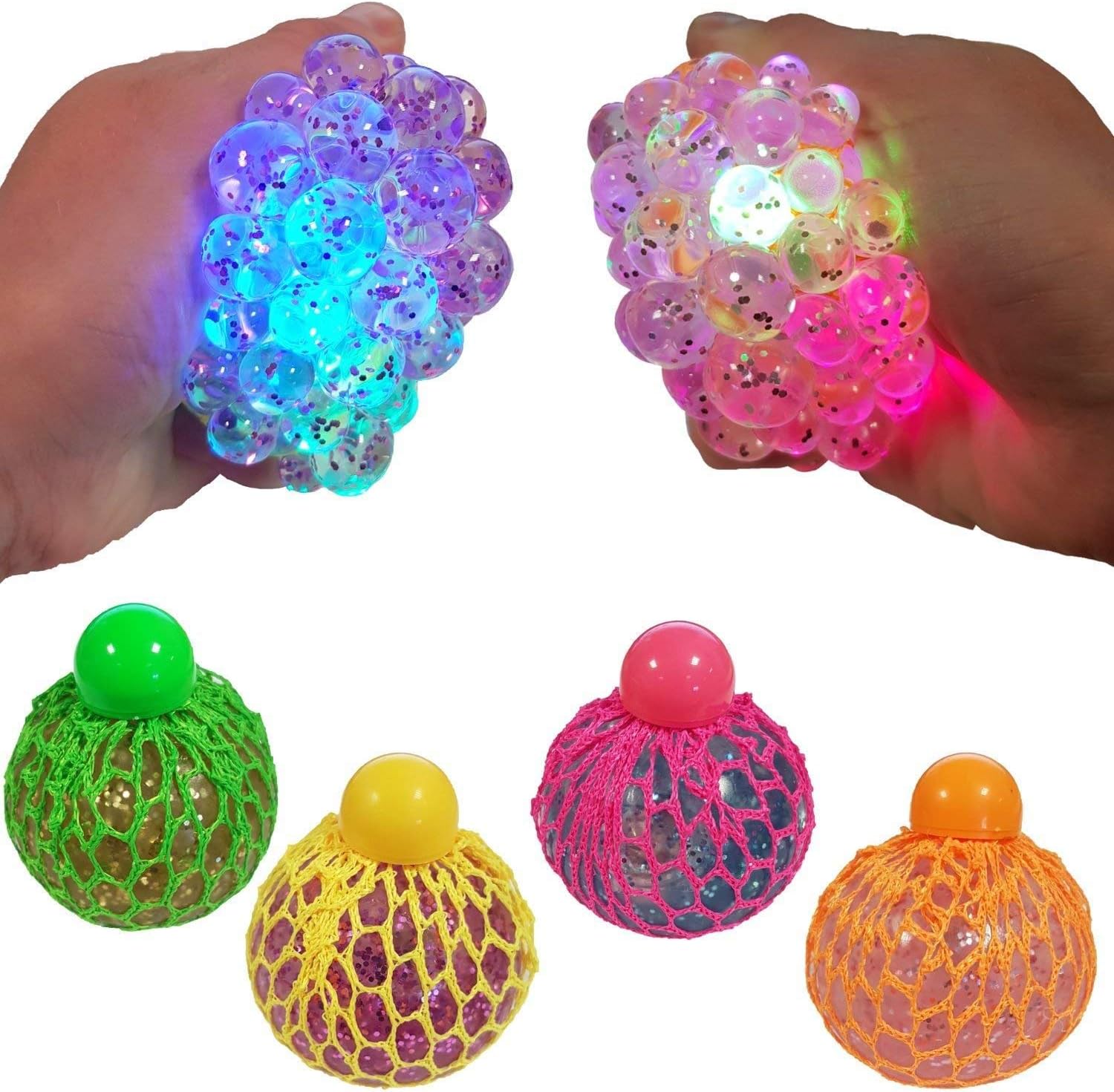 Tobar Glitter Squishy Mesh Ball - Addictive Sensory Toy for Kids 5 Months & Up
