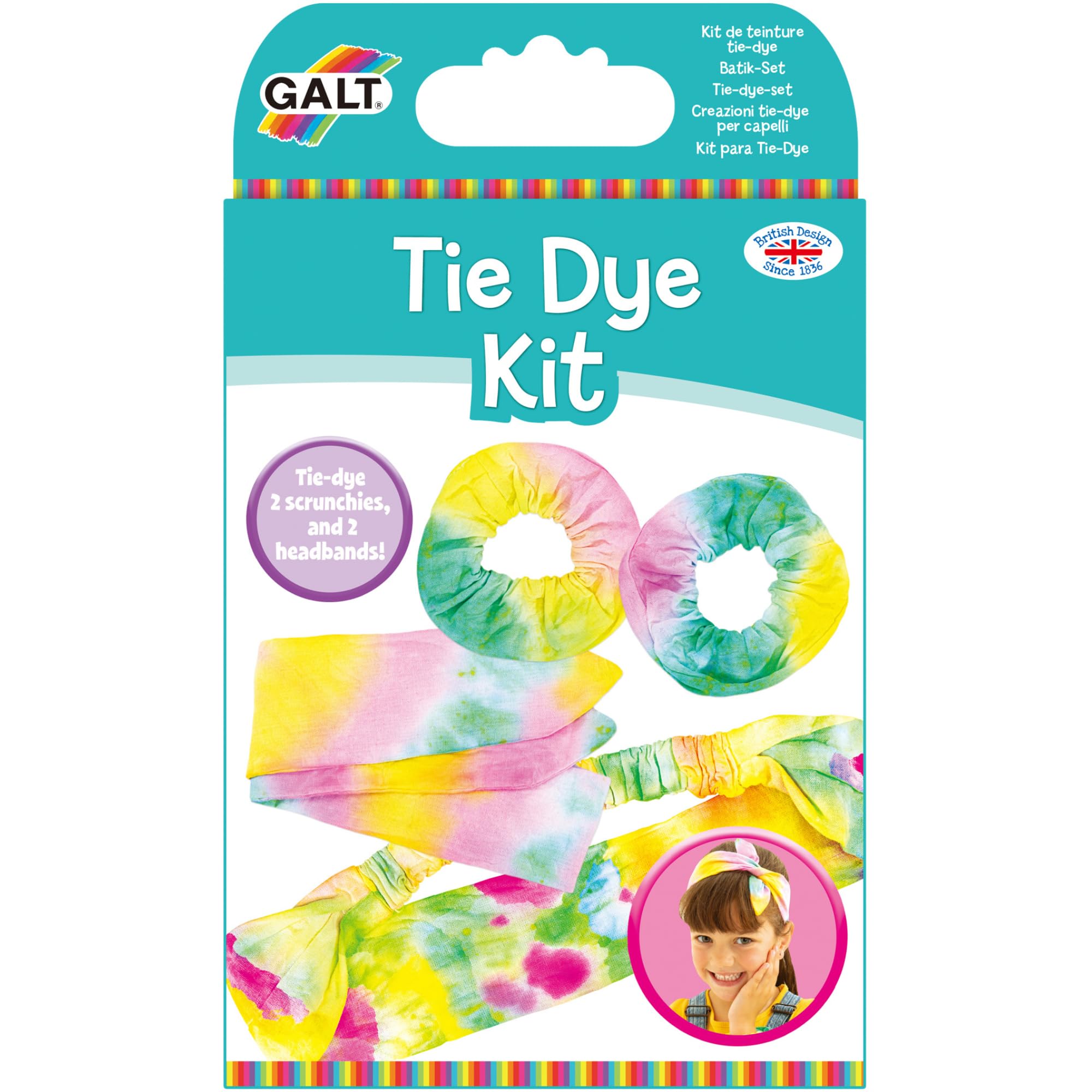 Galt Tie Dye Kit - Craft Kit for Kids, Make Your Own Tie-Dye Headbands & Scrunchies, Ages 5+