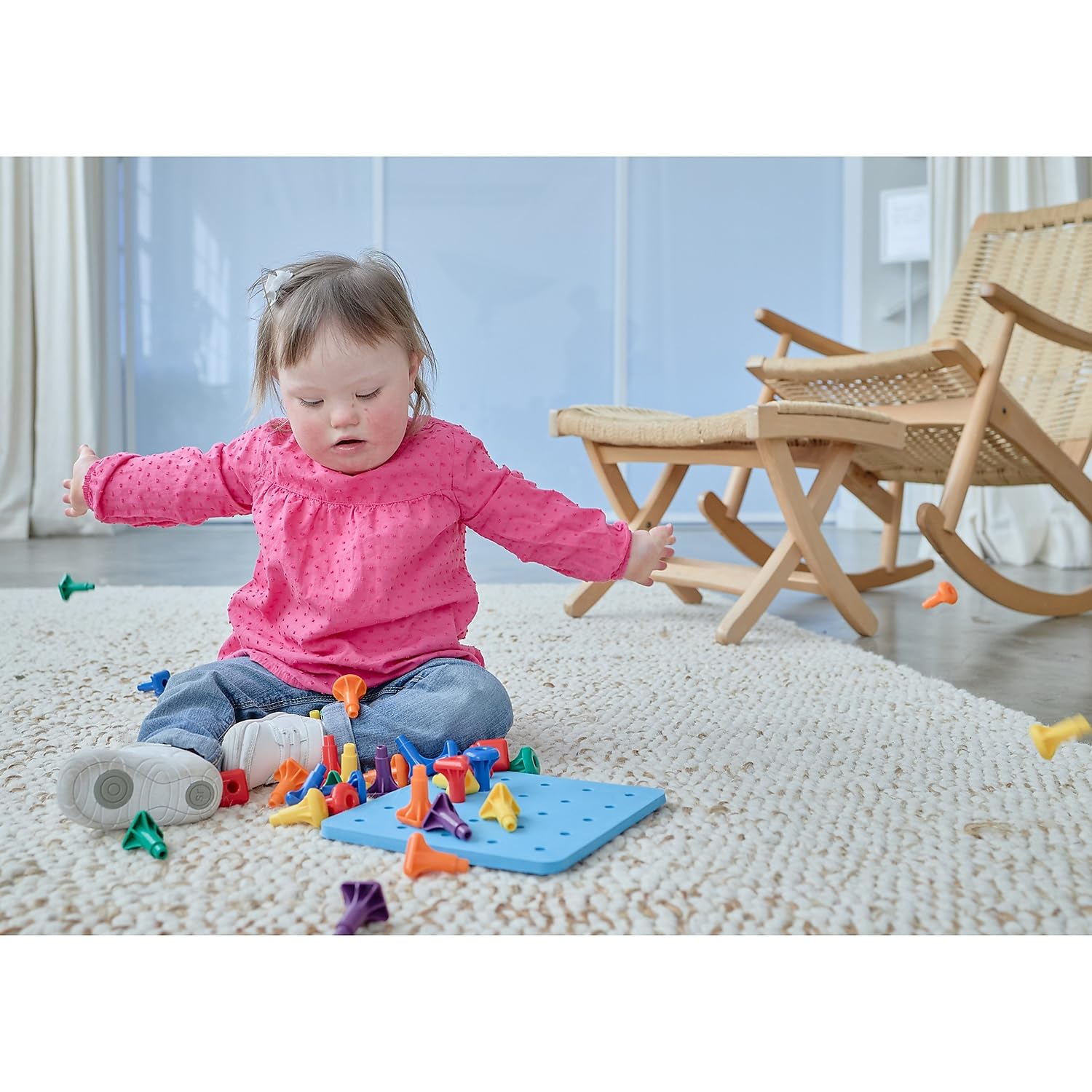 EDX Education Giant Geo Pegs and Board Set - Educational Sorting & Stacking Toy for Toddlers