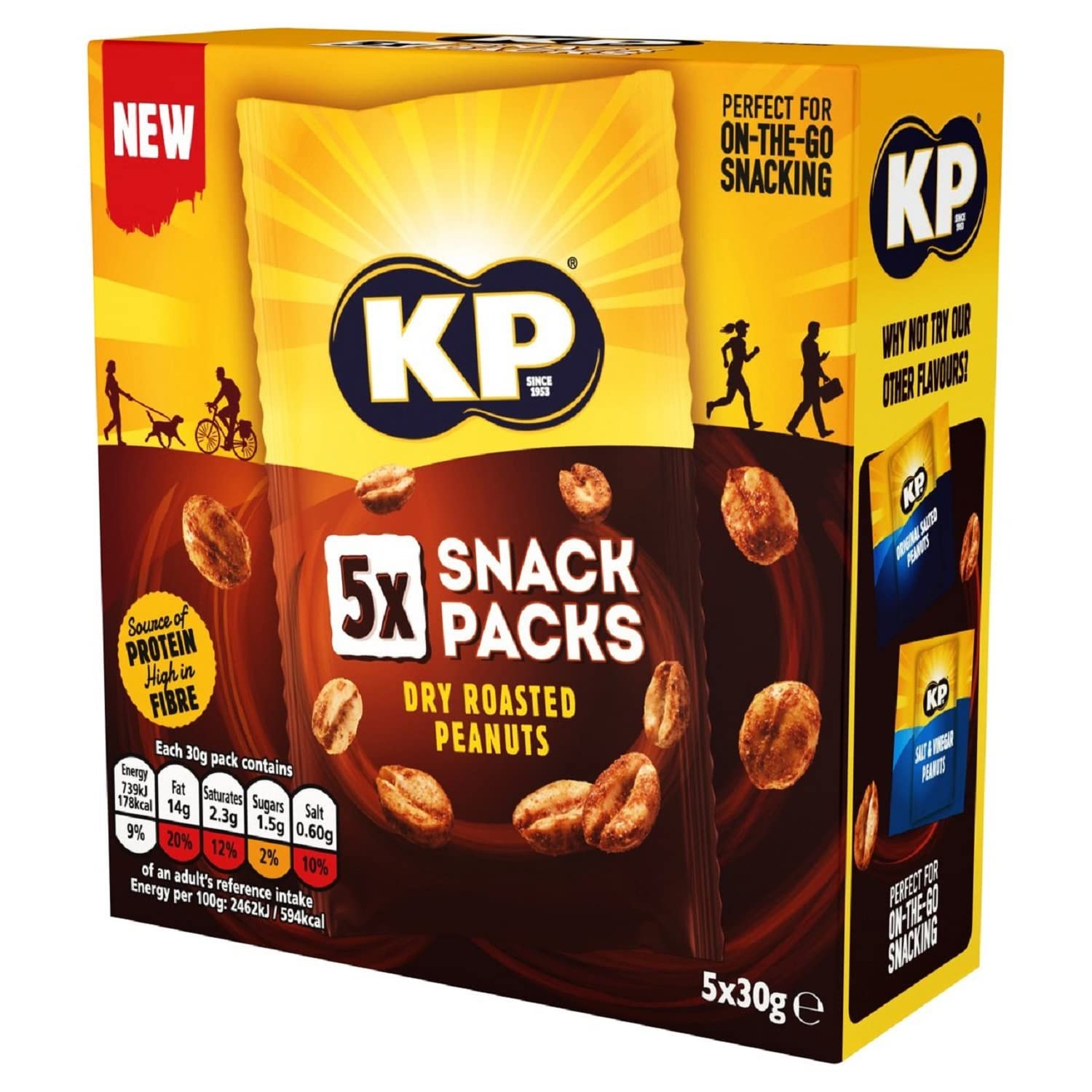 KP Dry Roasted Peanuts Multipack - High in Fibre, Vegetarian Snack