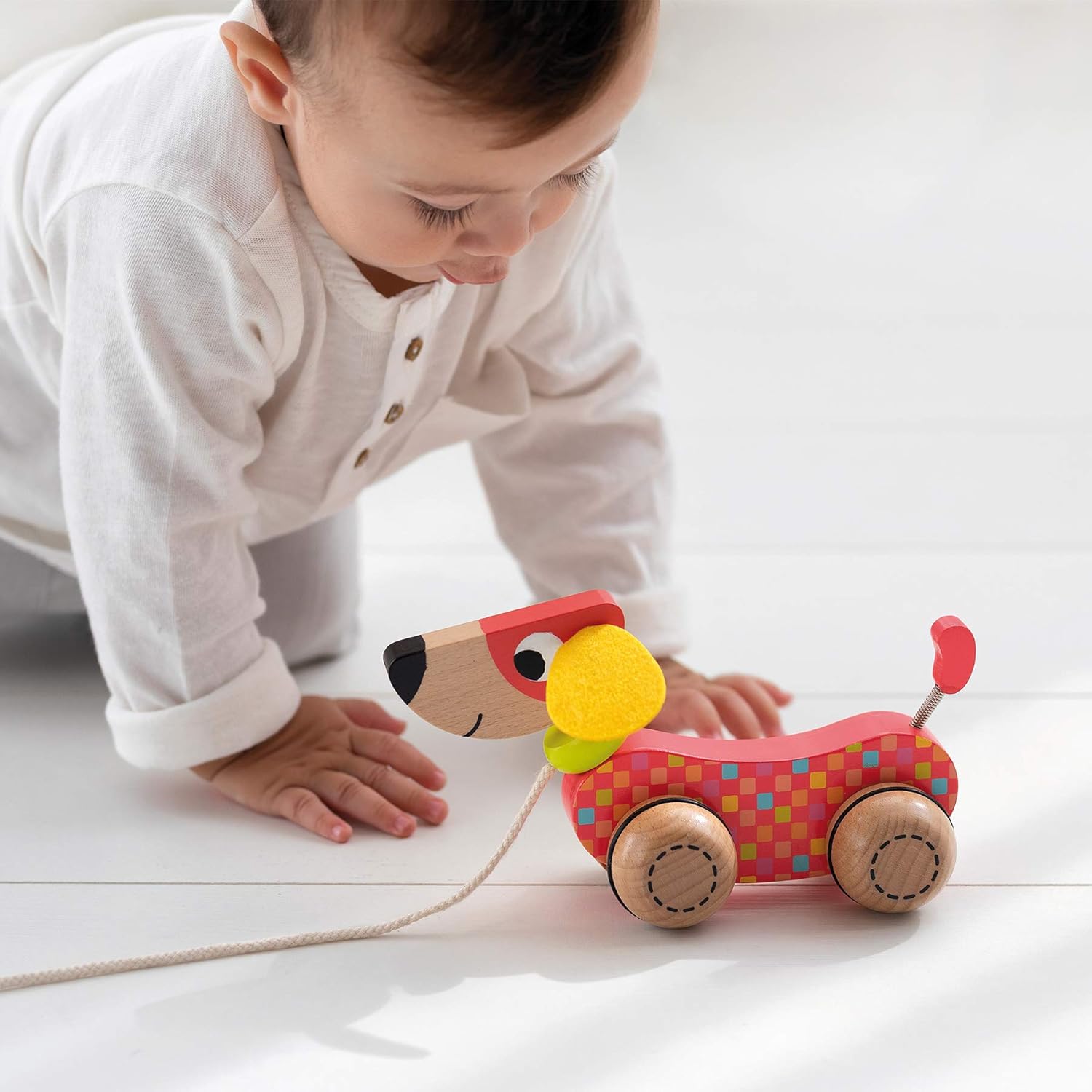 Goula 53459 Wooden Pull-Along Dog Toy - Multicolor for Toddlers 12 Months+