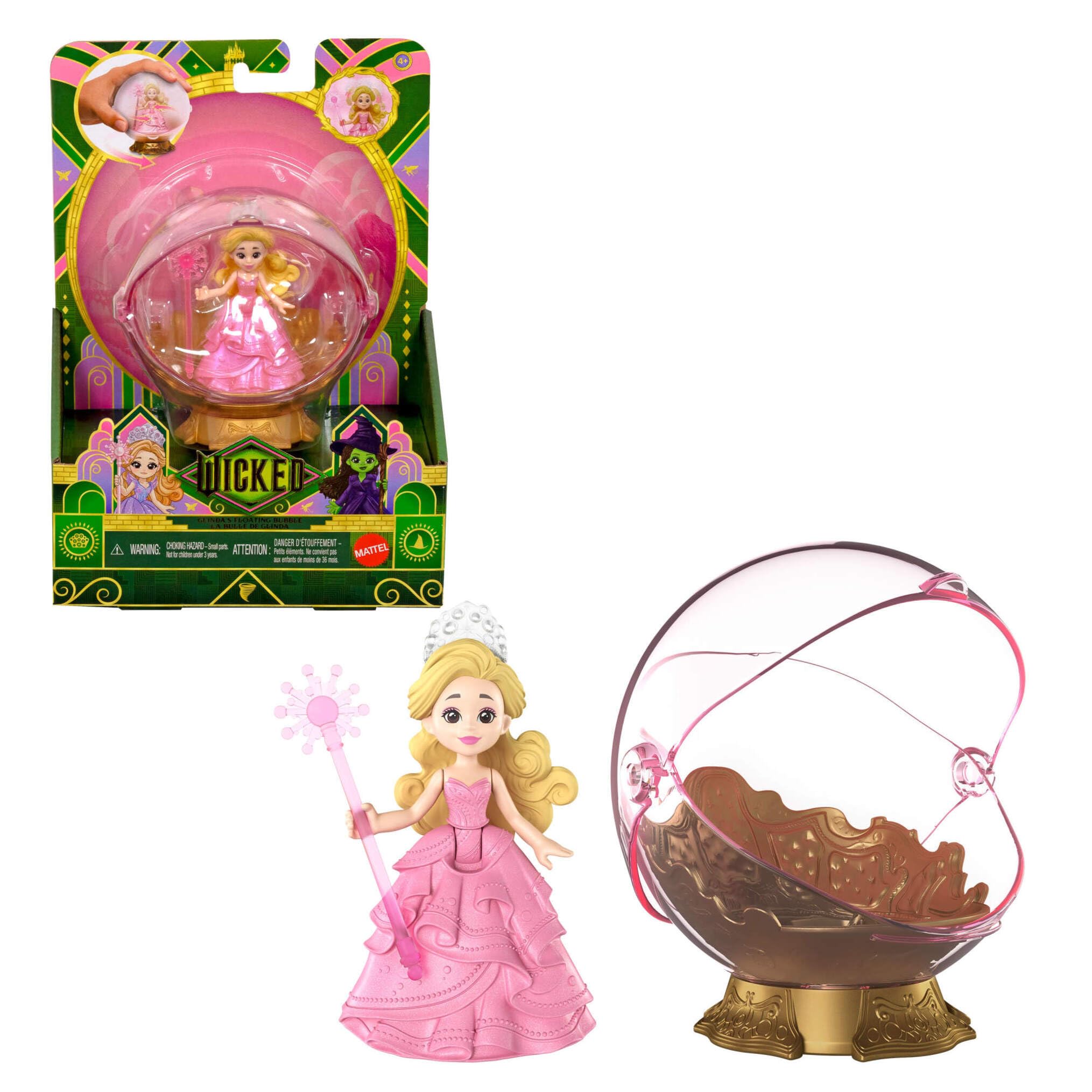 Mattel Wicked Glinda's Floating Bubble Playset with Doll & Vehicle - Inspired by Universal Pictures Movie