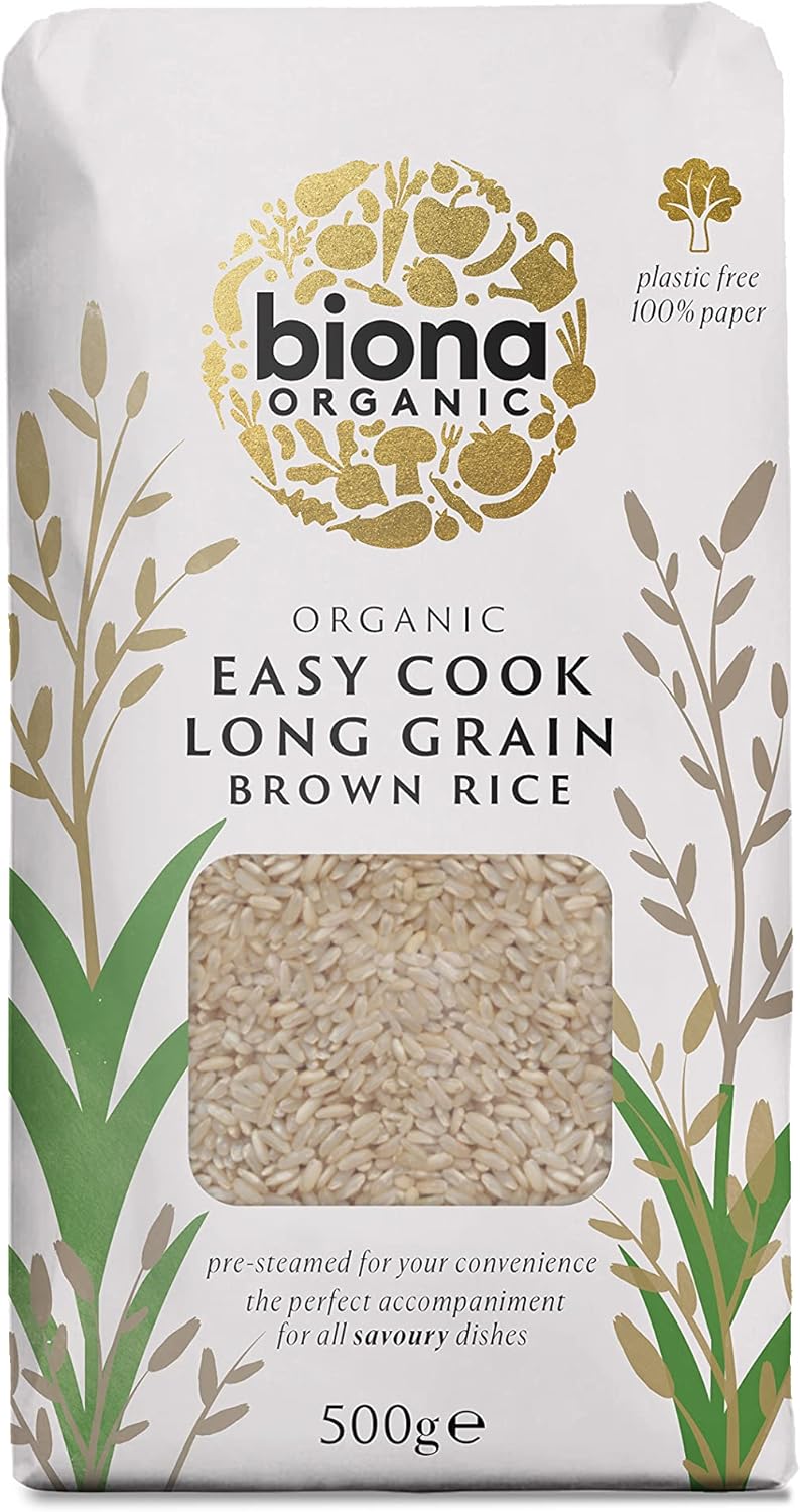 Biona Organic Easy Cook Long Grain Brown Rice, 500g - Italian Grown, Pre-Steamed, 100% Recyclable Packaging