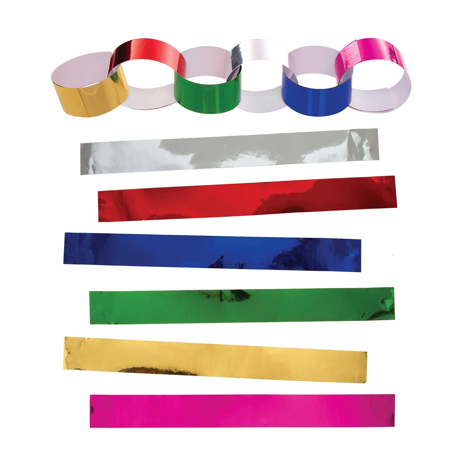 Baker Ross AW891 Metallic Paper Chains - Assorted Christmas Craft Kit for Decoration (Pack of 240)