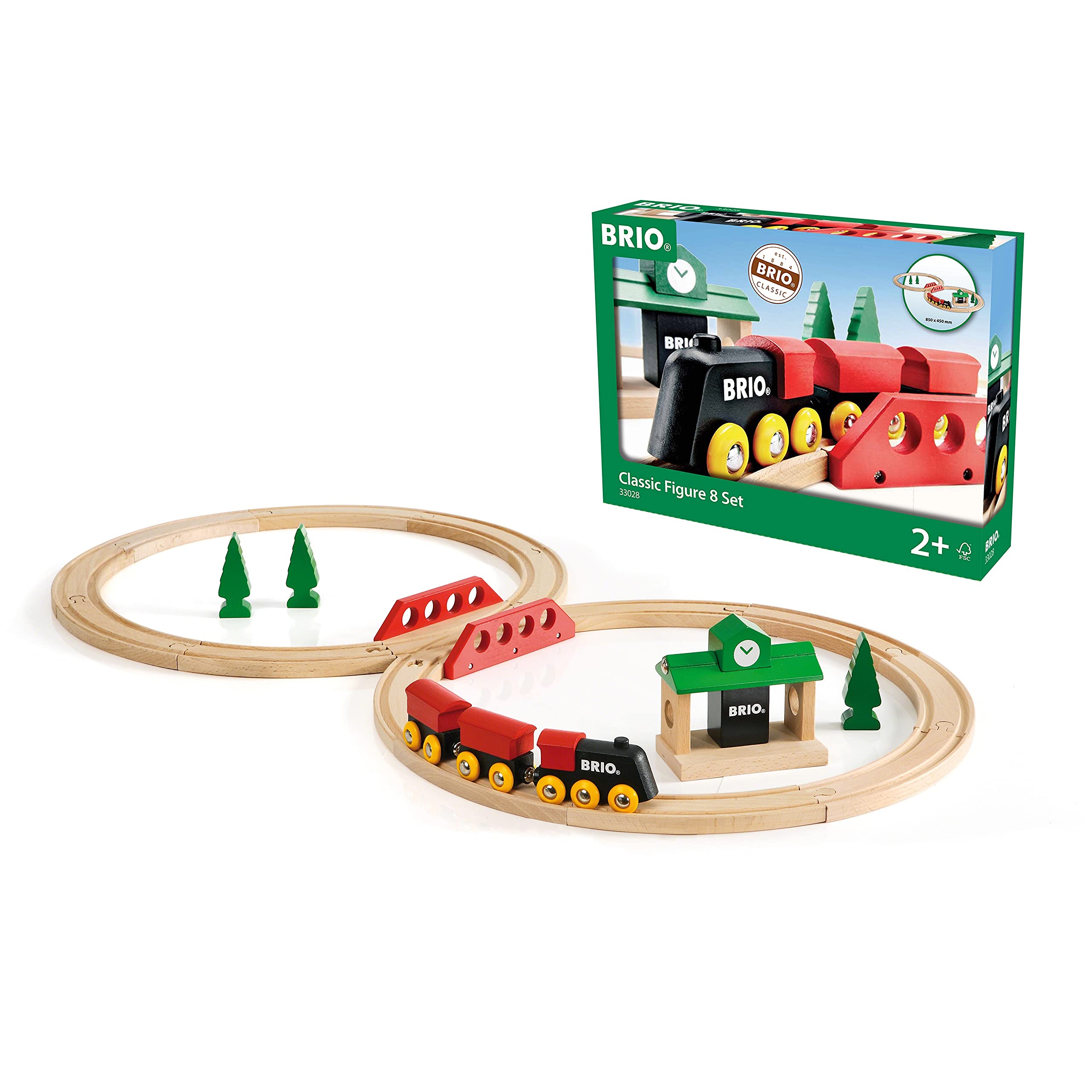 BRIO Classic Figure of 8 Wooden Railway Train Set - Magnetic Wooden Trains for Toddlers 2 Years Up