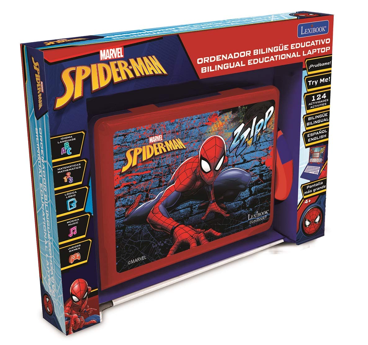 Lexibook Spider-Man Educational Bilingual Laptop - 124 Activities for Kids Ages 3+