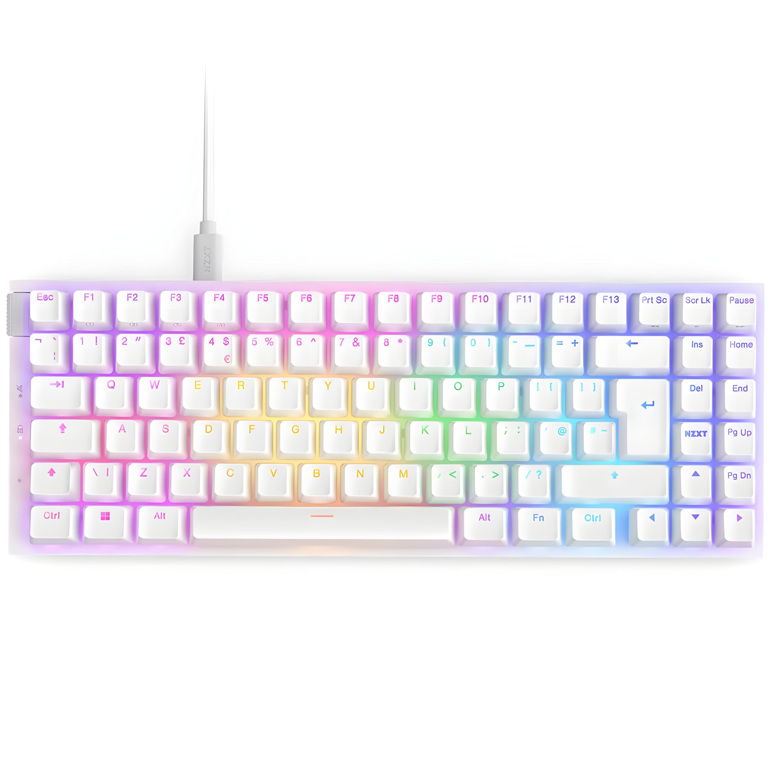 NZXT Function 2 MiniTKL Gaming Keyboard – White, Optical Switches, 8000Hz Polling, Aluminum Frame