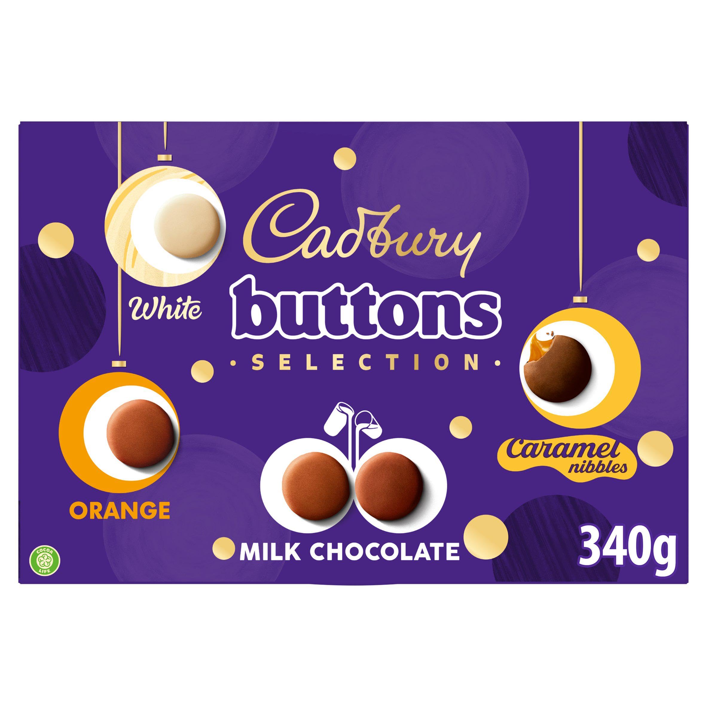 Cadbury Buttons Selection Box, Festive Chocolate Selection with Milk, Orange, and Caramel