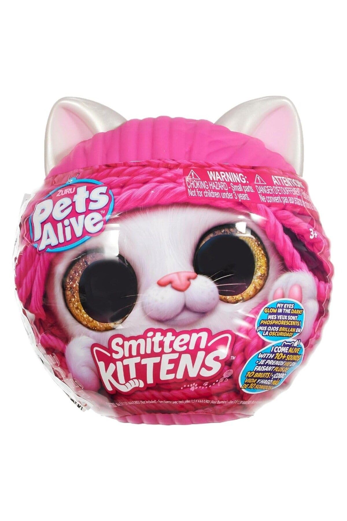 Pets Alive Smitten Kitten Lucky - Interactive Electronic Plush Toy with 10 Real Kitten Sounds, Ages 3+