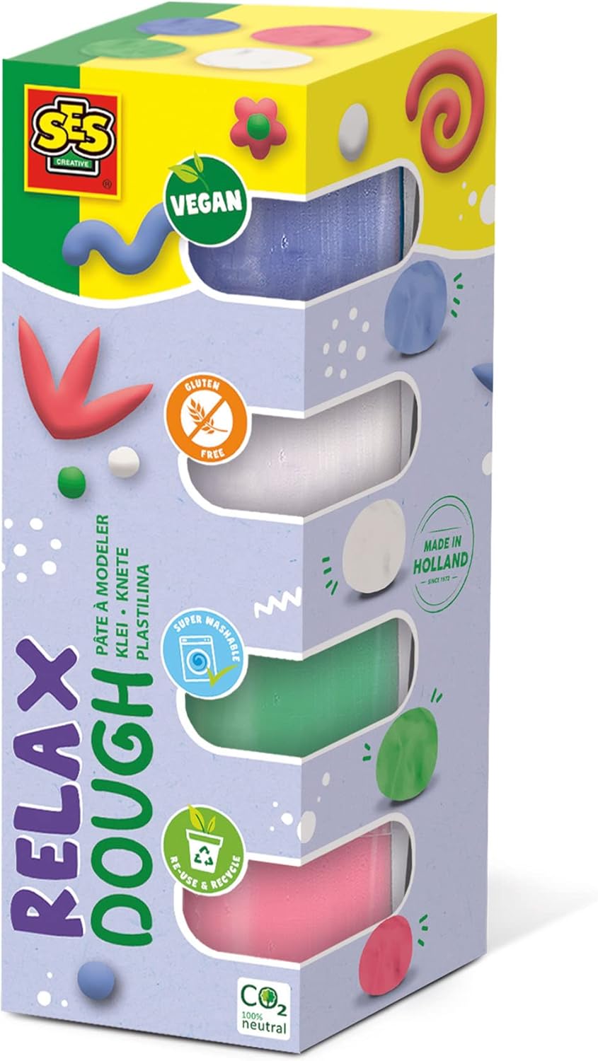 SES Creative Feel Good Dough-Relax Playset - 4 Colors for Sensory Play (Ages 1-12)