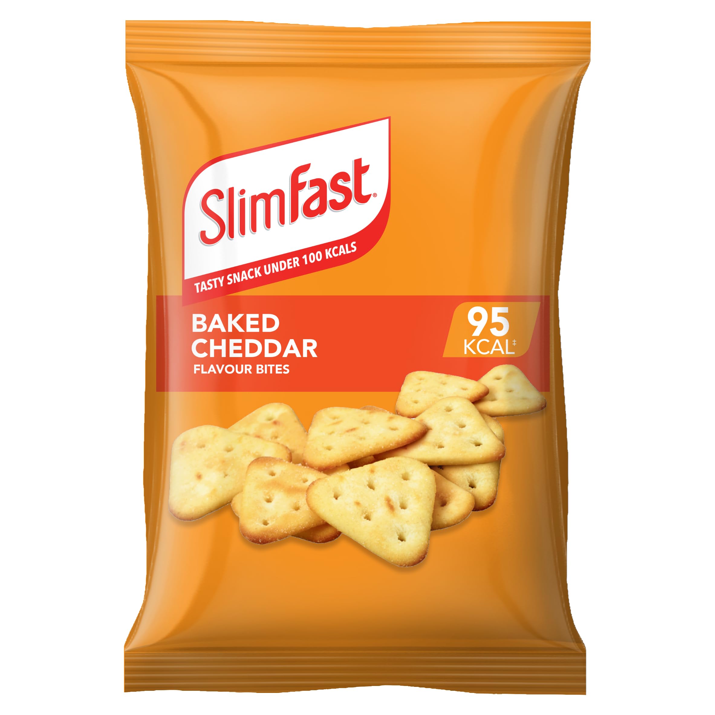 SlimFast Cheddar Bites Snack Bag, Crunchy Low Calorie Savoury Snacks, 24 x 23g