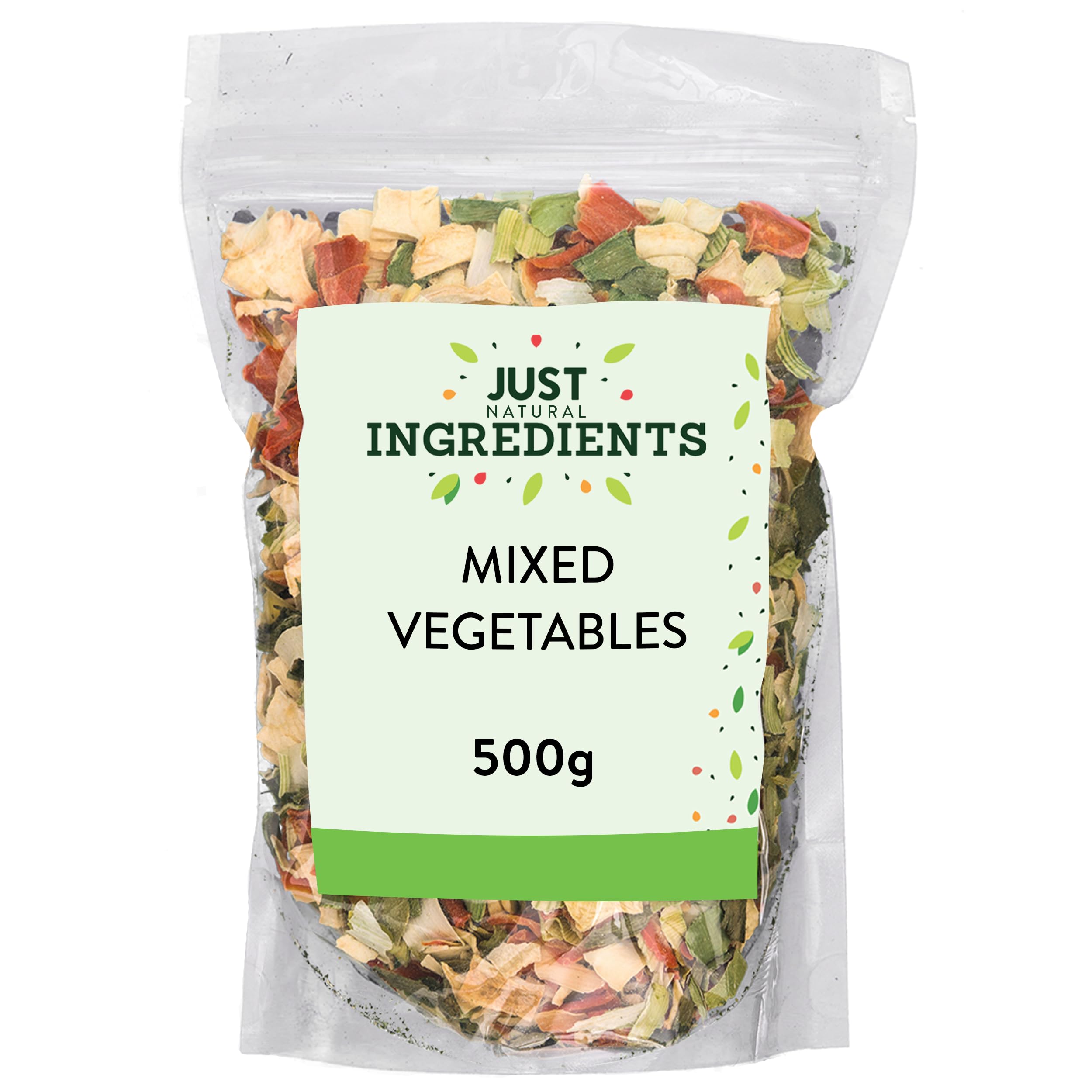 JustIngredients - Mixed Vegetables 500g Dried Veg Mix, Dehydrated Organic Vegetable Blend