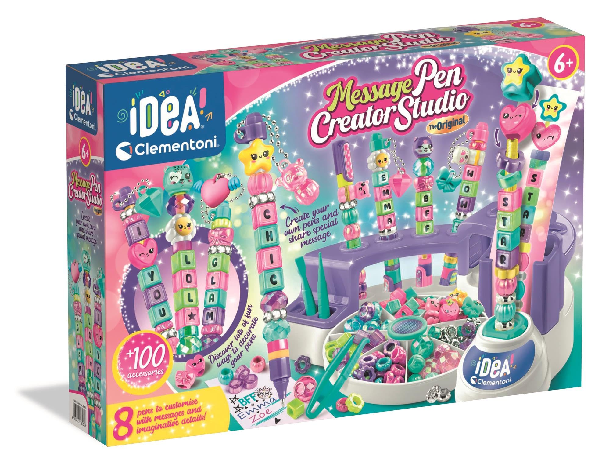 Clementoni The Message Pens - Design Your Own Pens with Beads & Stickers, Ages 6+
