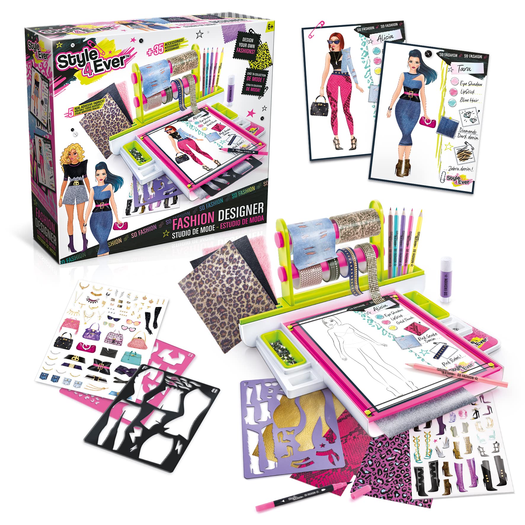Fashion Designer Studio - Real Adhesive Fabrics & Design Kit for Kids