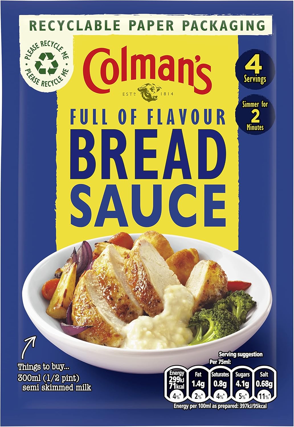 Colman's Bread Sauce Mix - 40g Sauce Mix for Roast Turkey & Chicken