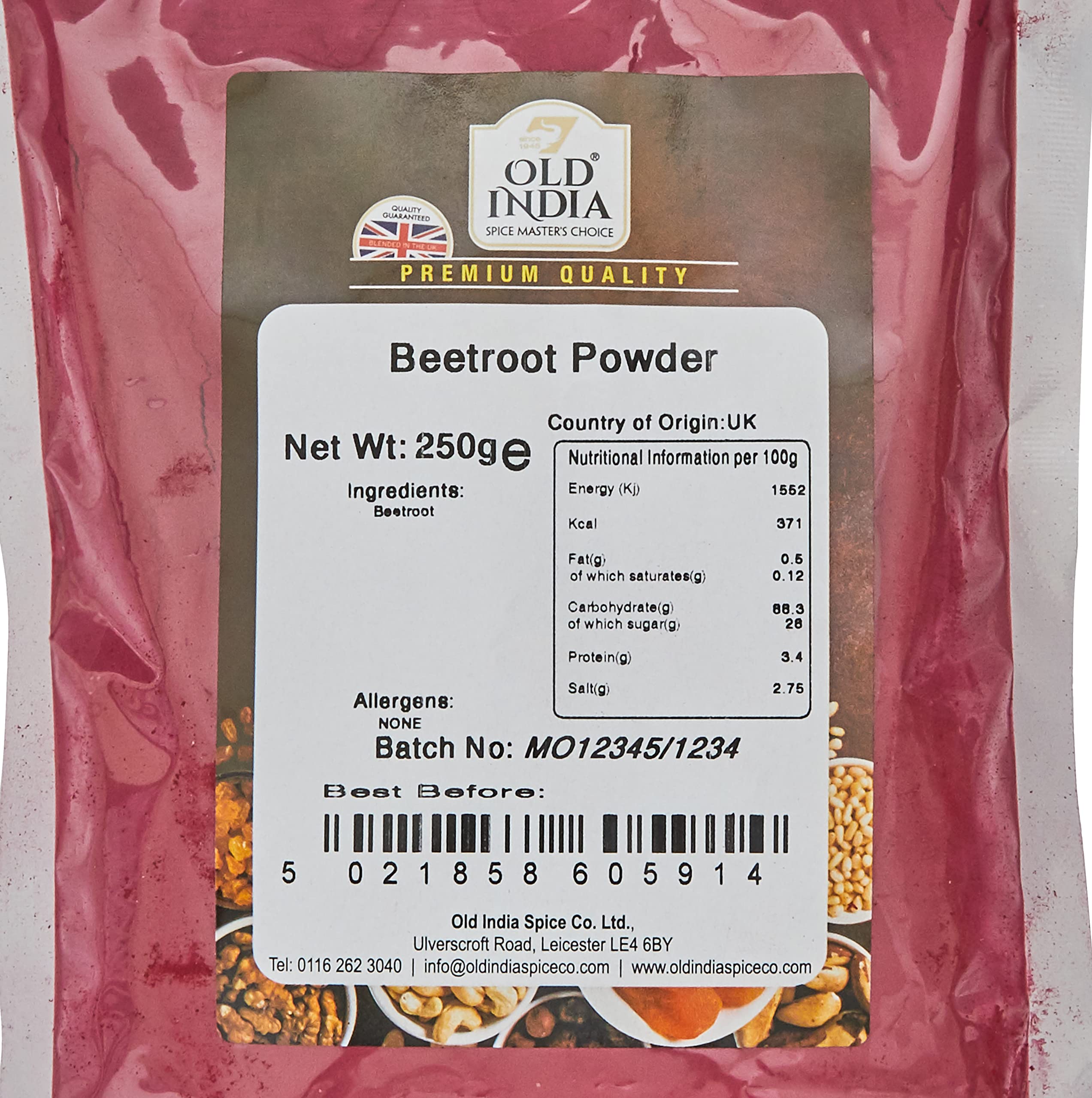 Old India Beetroot Powder 250g - Natural Beetroot Seasoning for Cooking and Baking