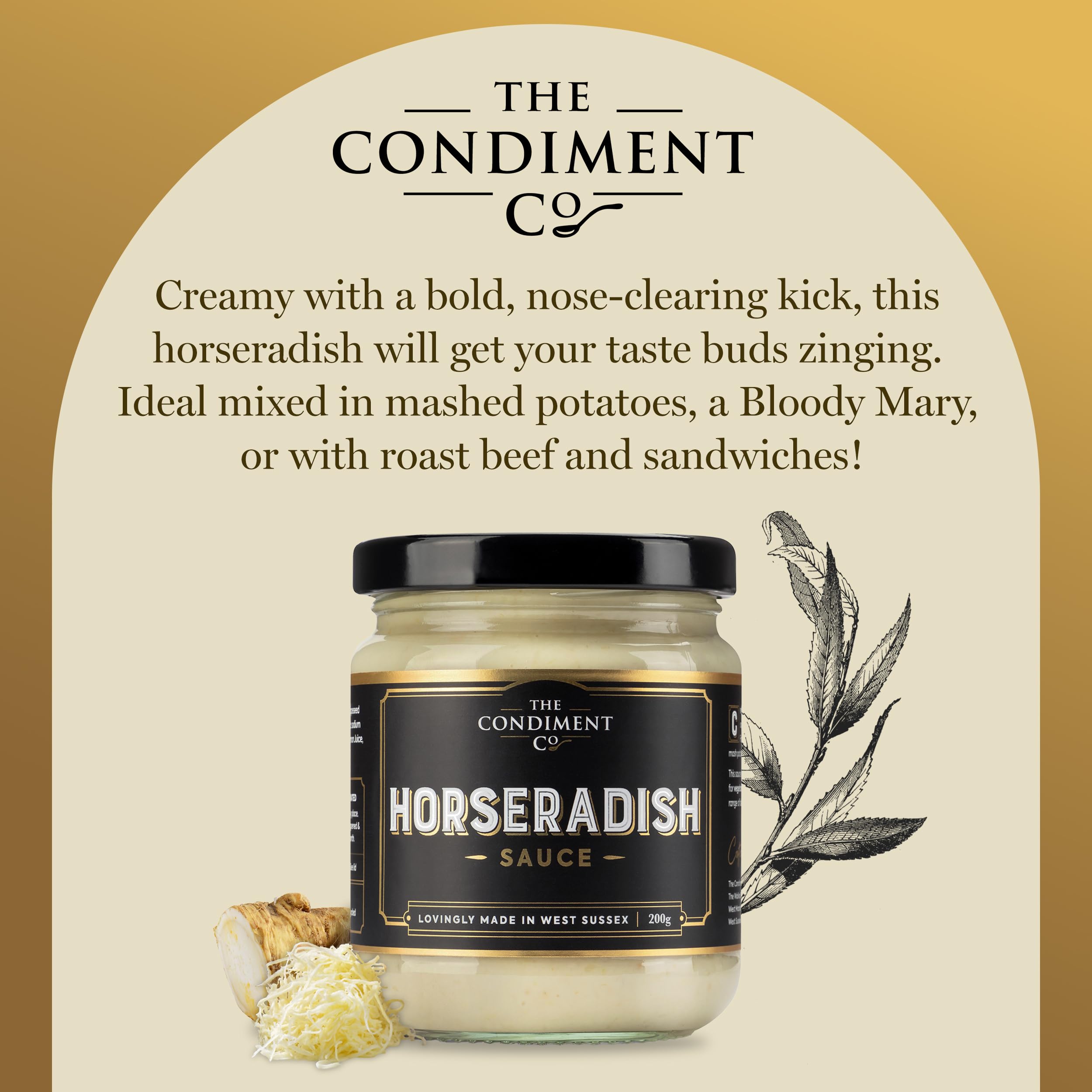 The Condiment Company Horseradish Hot Sauce 200g - Extra Hot Vegan & Gluten-Free