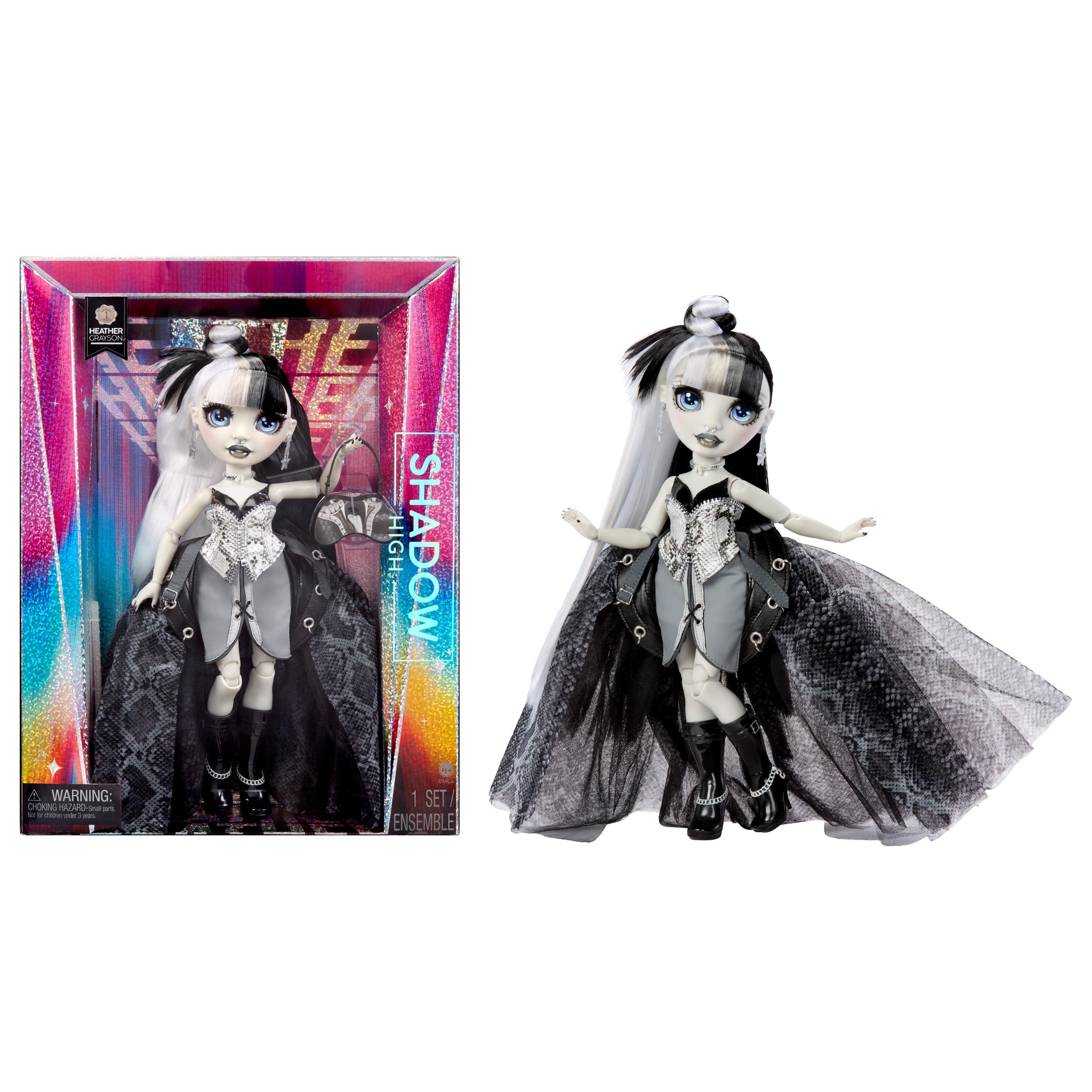 Rainbow High Heather Grayson Shadow High Fashion Doll - 28 cm Posable Doll with Luxe Outfit & Accessories