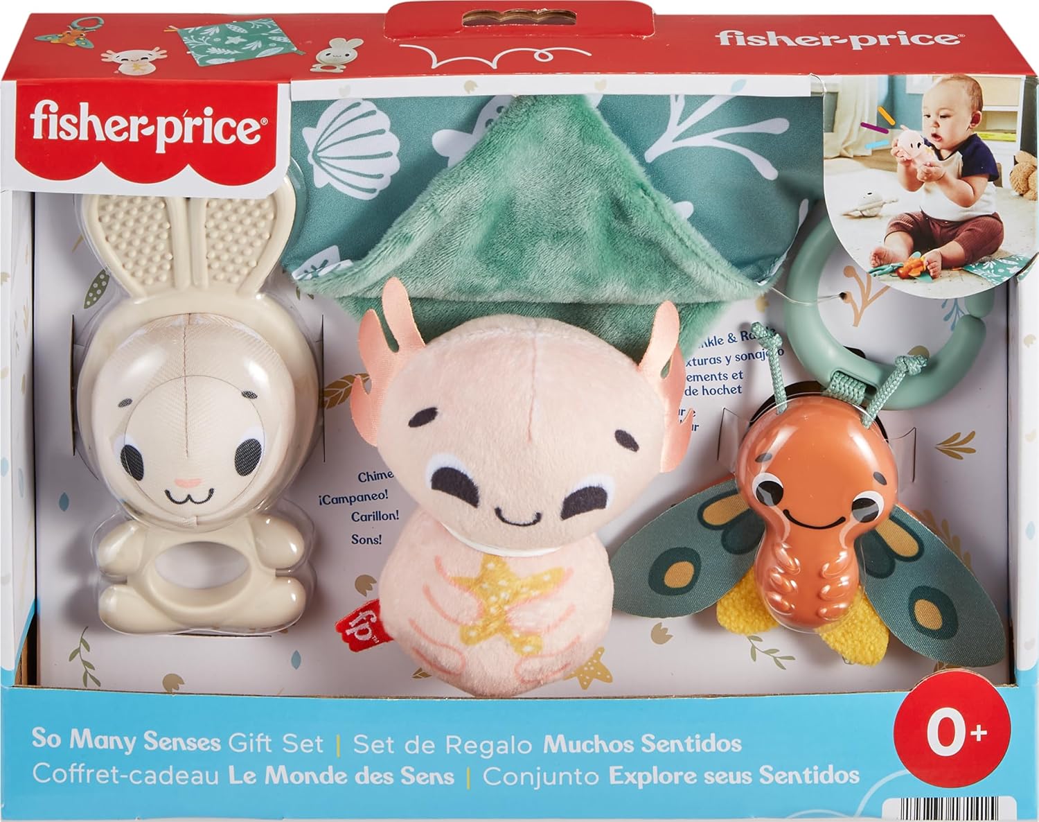 Fisher-Price So Many Senses Gift Set - 4pc Baby Sensory & Fine Motor Toy Set for Newborns