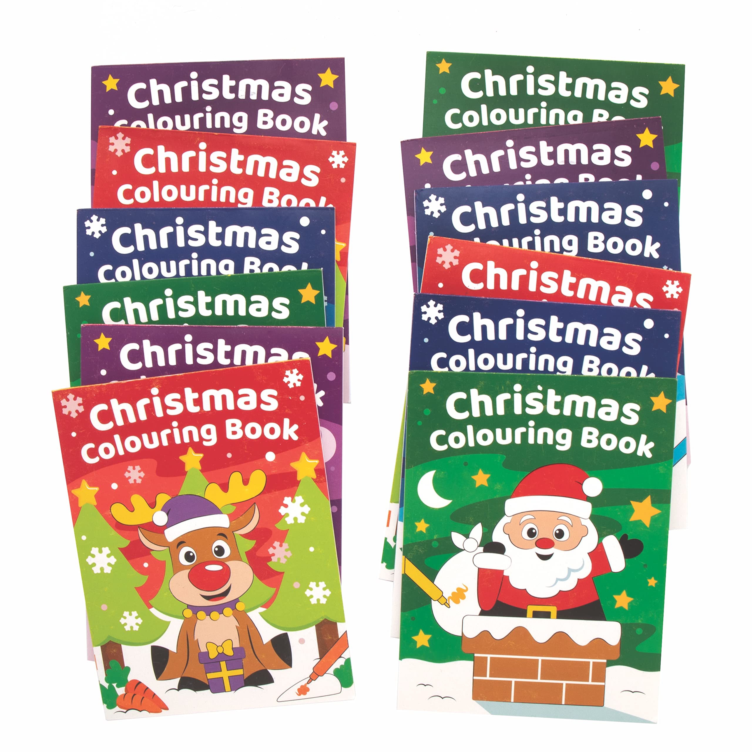 Baker Ross FC173 Christmas Mini Colouring Books - Pack of 12 for Kids