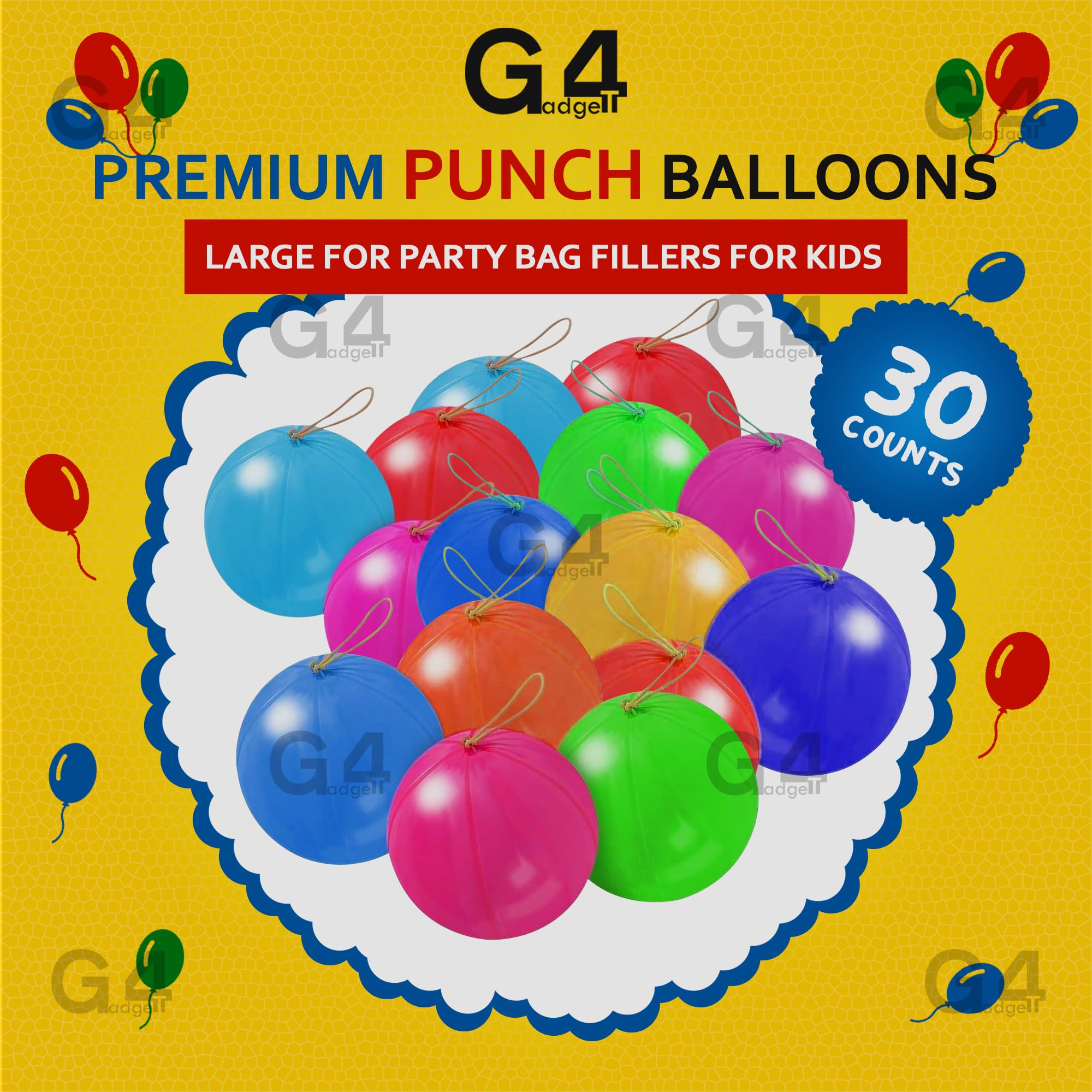 G4GADGET 30x Punch Balloons – 12 Inch Rainbow Party Bag Fillers for Kids