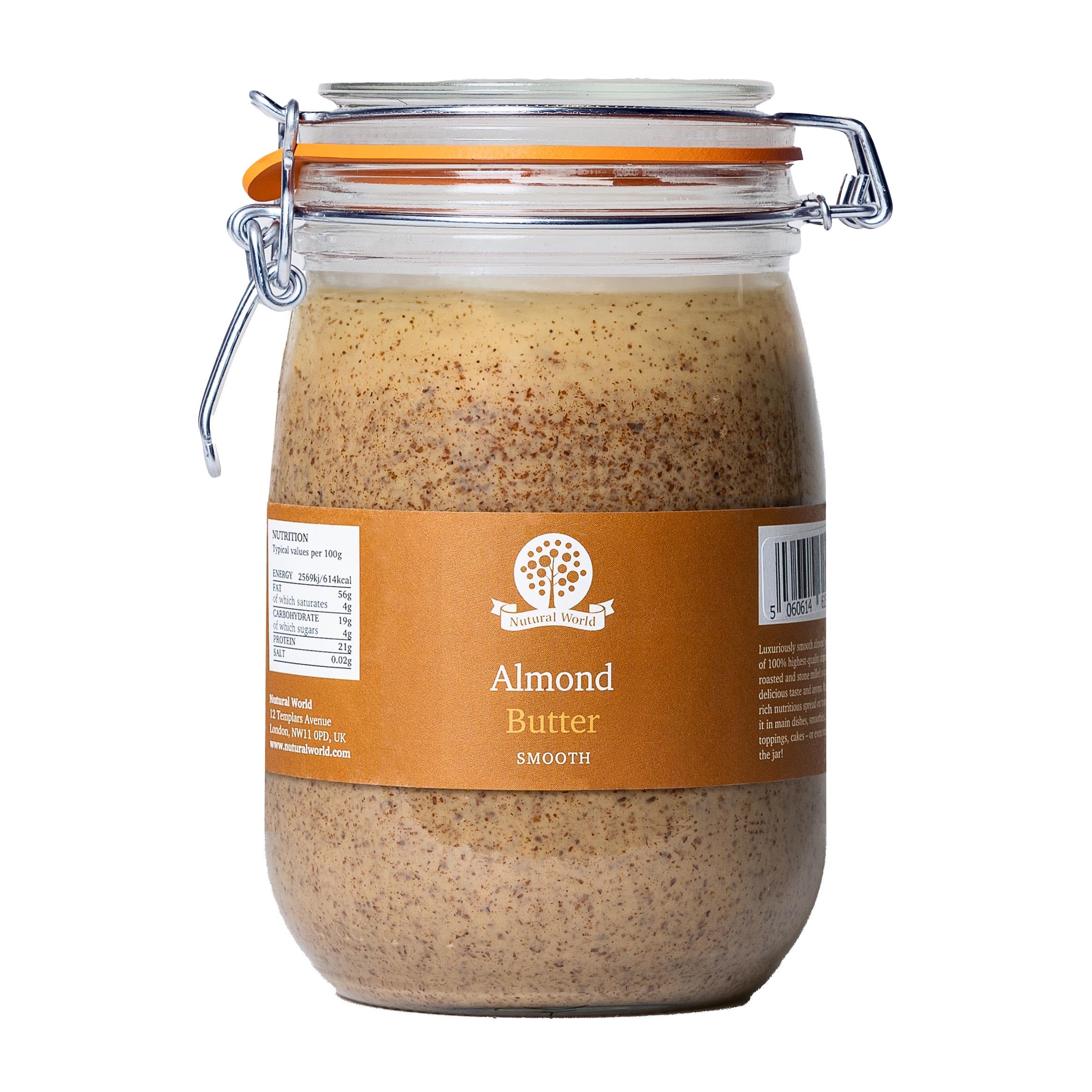 Nutural World - Smooth Almond Nut Butter (1kg) - Glass Jar