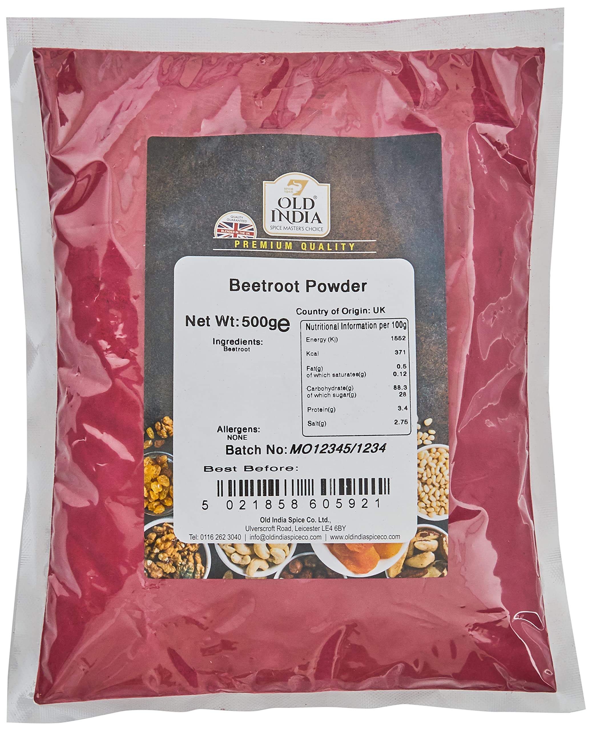 Old India Beetroot Powder 500g - 100% Pure Natural Powder for Smoothies, Juices & Cooking