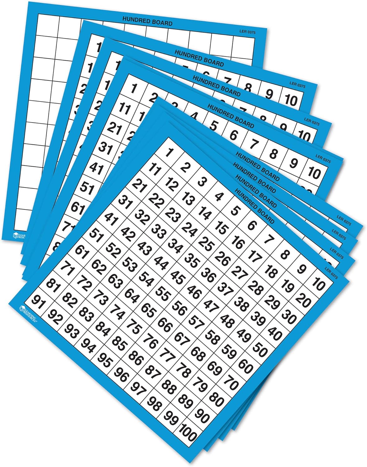 Learning Resources Wipe Clean Hundred Boards - Educational Math Tool for Ages 5-9