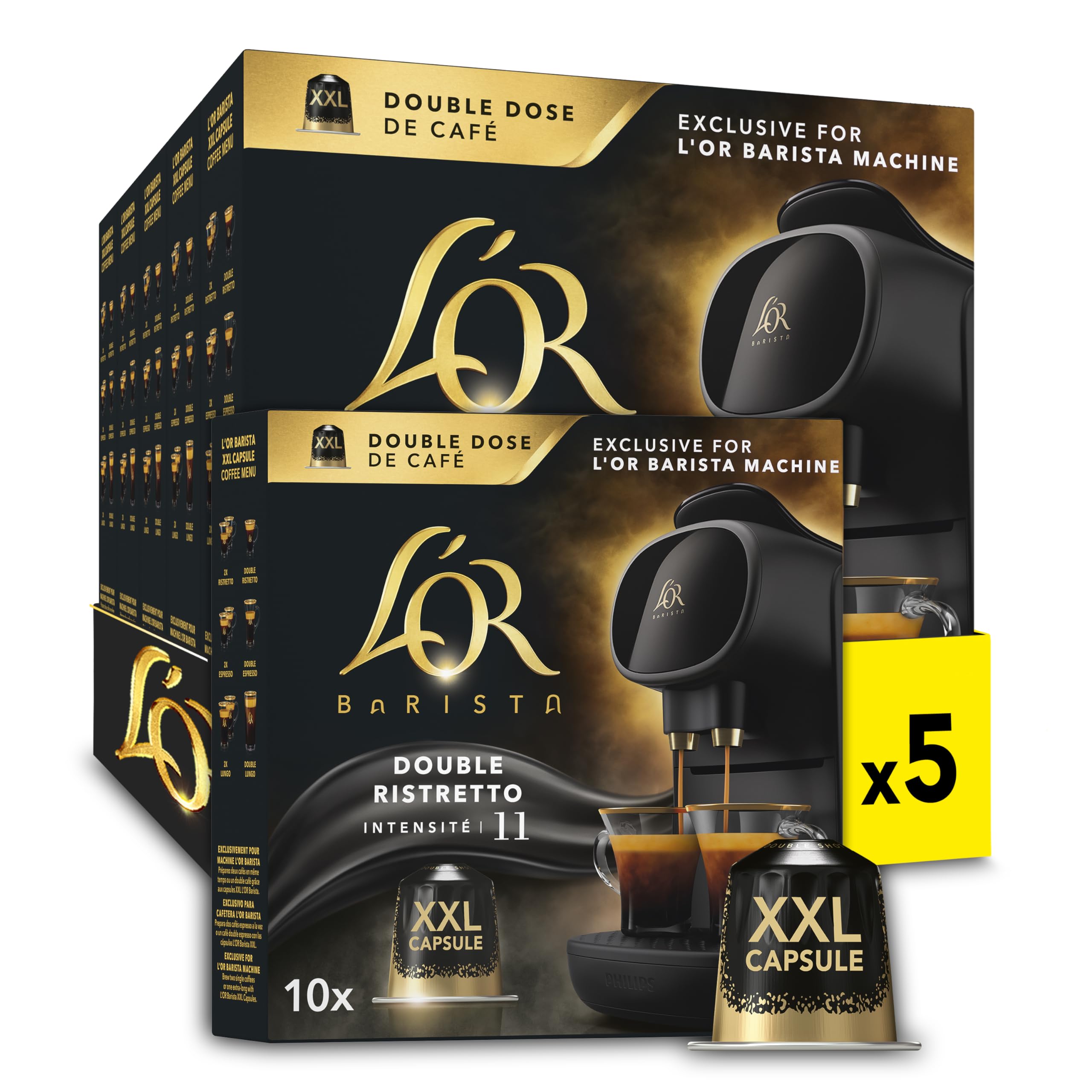 L'OR BARISTA Double Ristretto XXL Aluminium Medium Roast Coffee Capsules (50 Capsules)