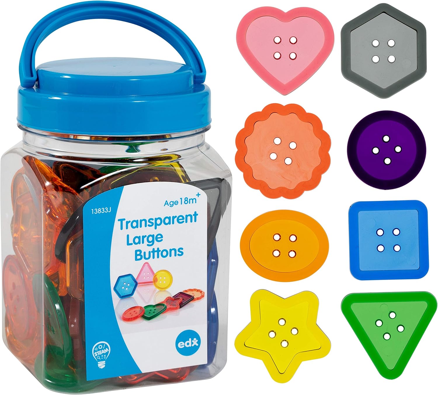 edxeducation Transparent Large Buttons - Light Table Activity Set for Early Learning