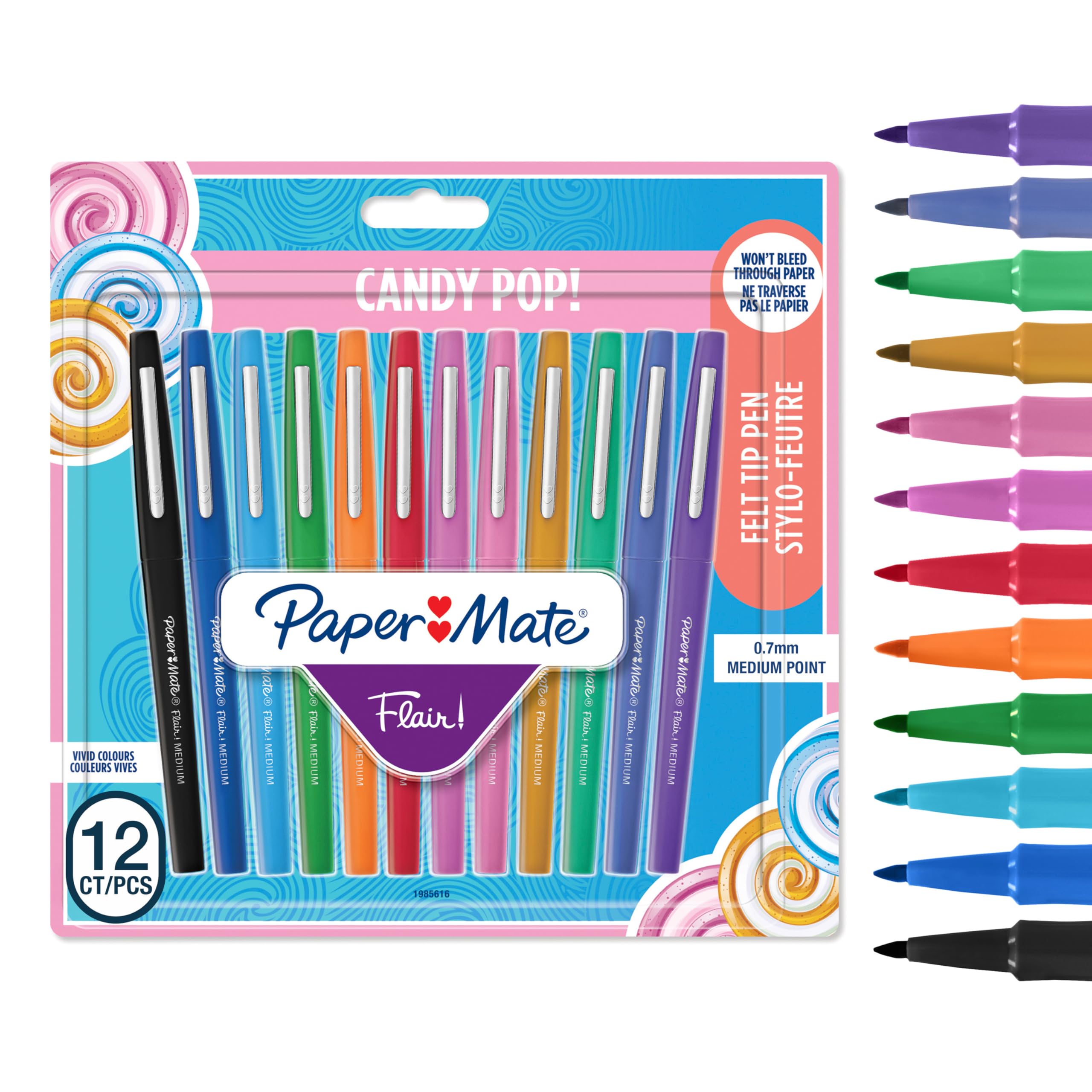 Paper Mate Flair Felt Tip Pens | Medium Point 0.7 mm | Assorted Colors | No-Bleed Ink