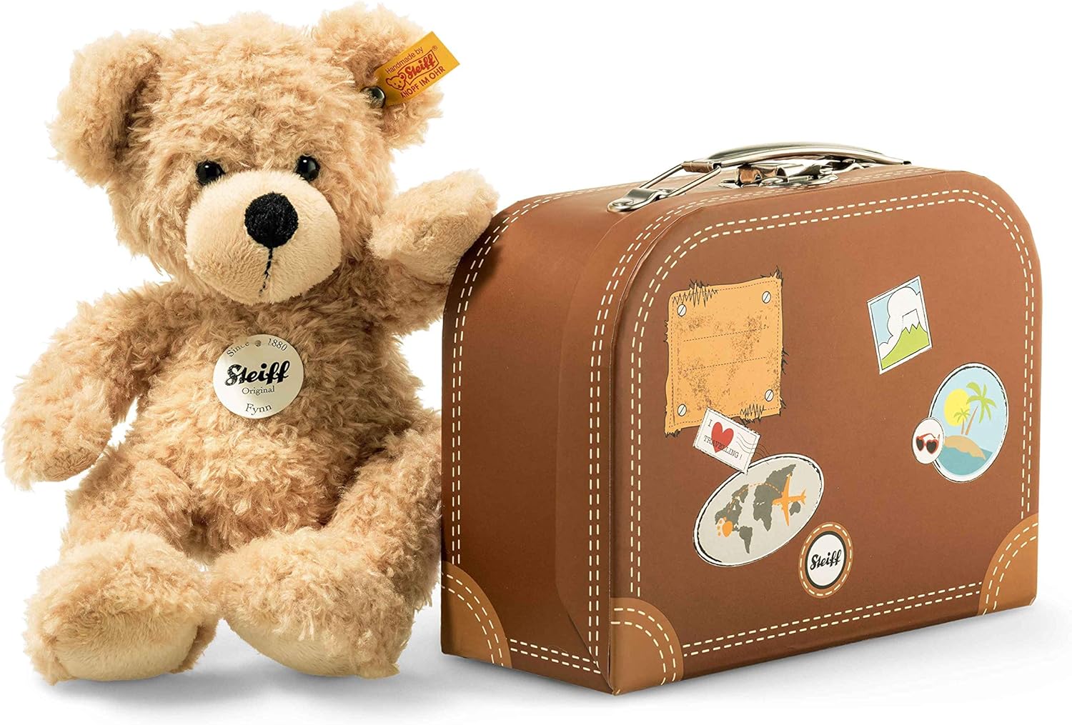 Steiff Fynn Teddy Bear in Suitcase - 28cm Beige Plush Stuffed Animal