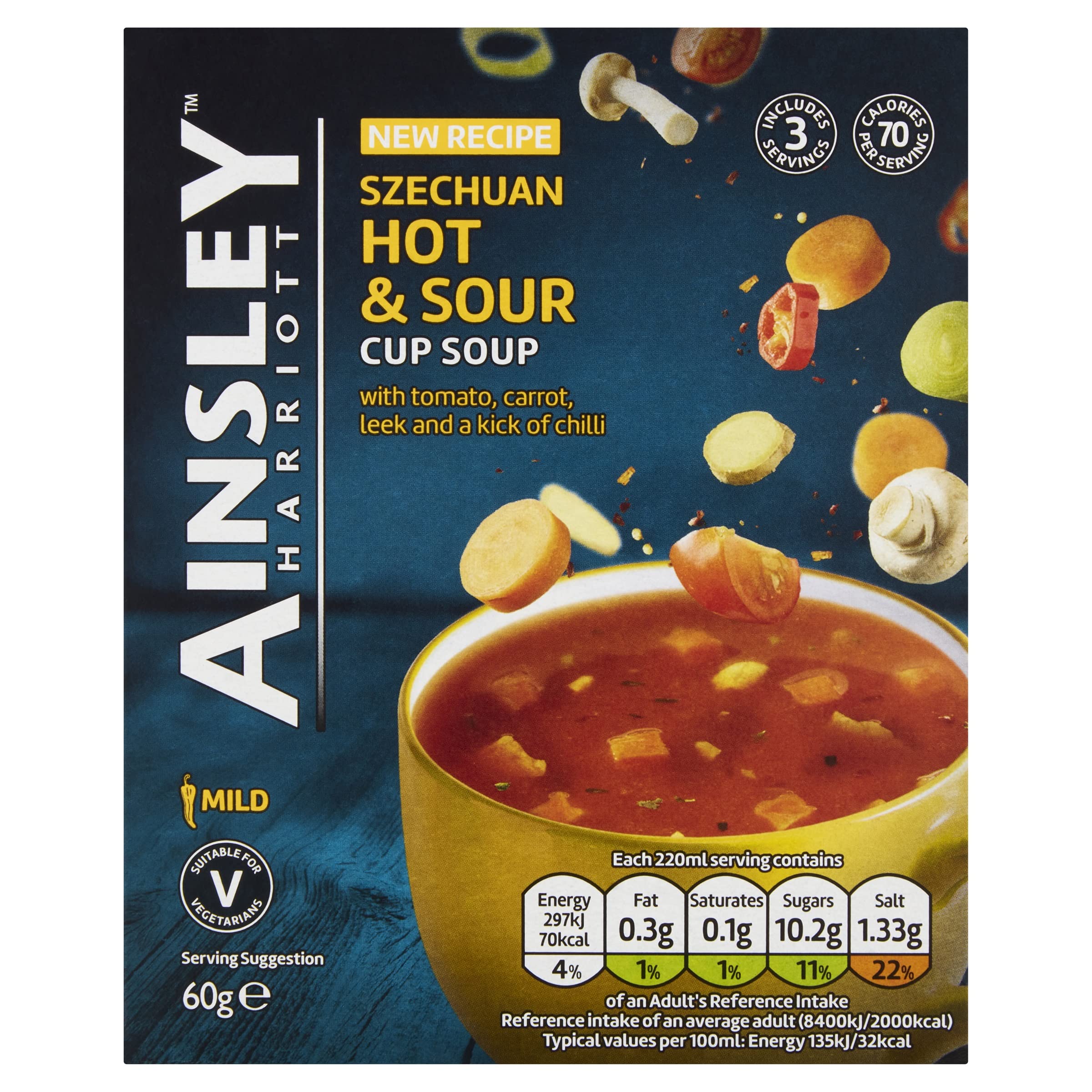 Ainsley Harriott Szechuan Hot & Sour Cup Soup 60g (Pack of 8)
