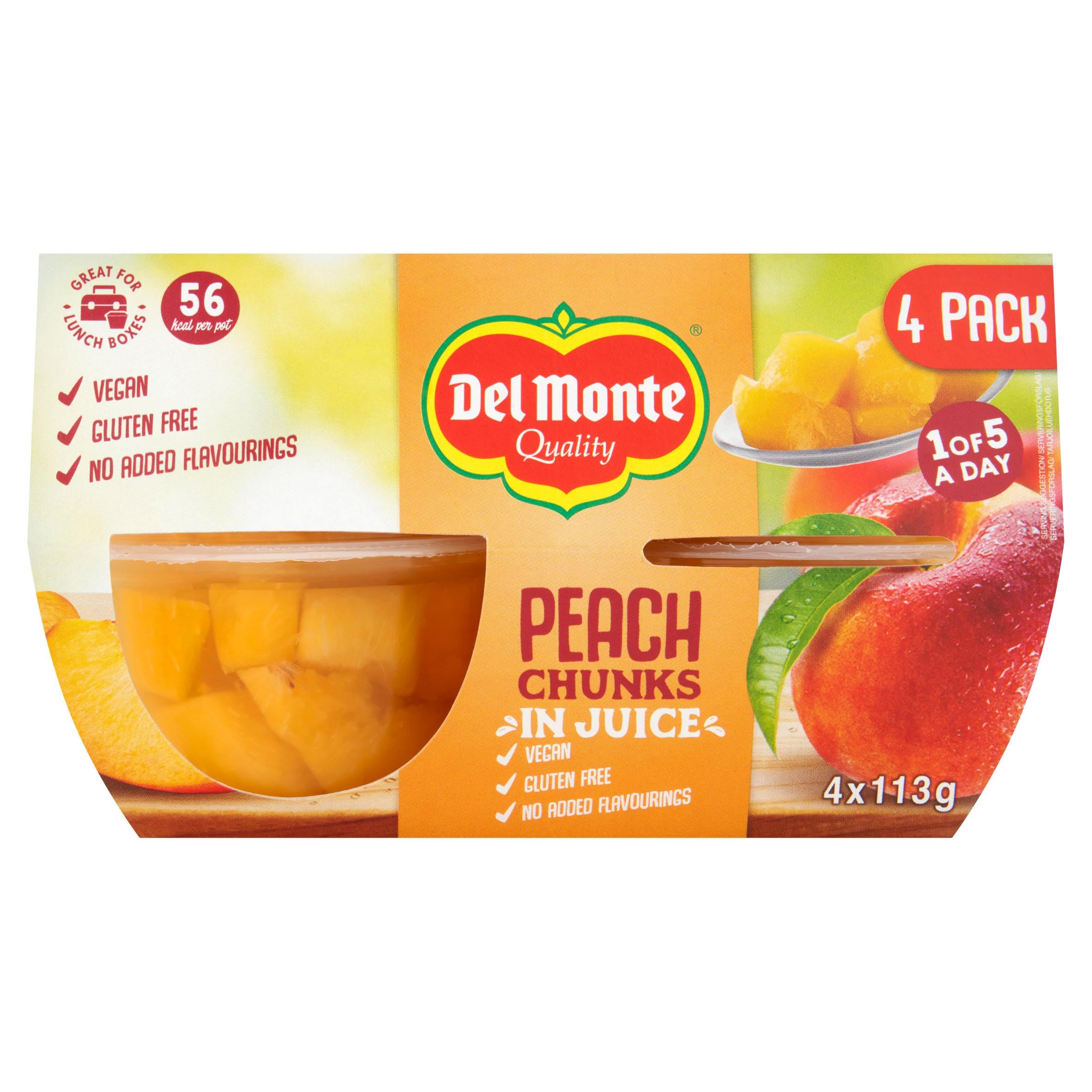 Del Monte - Peach Chunks in Juice Fruit Pots 12 x 113g